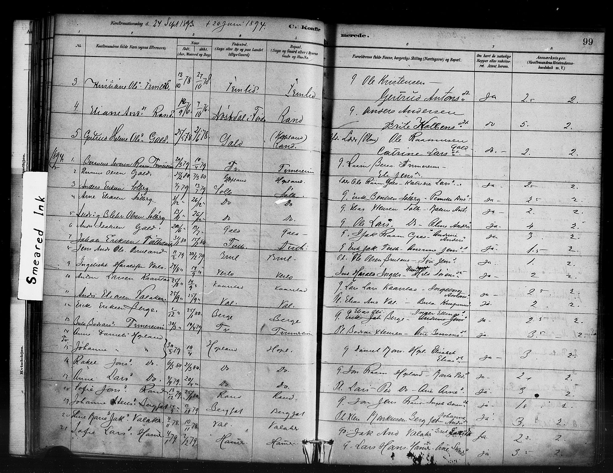 Innvik sokneprestembete, AV/SAB-A-80501: Parish register (official) no. D 1, 1879-1900, p. 99