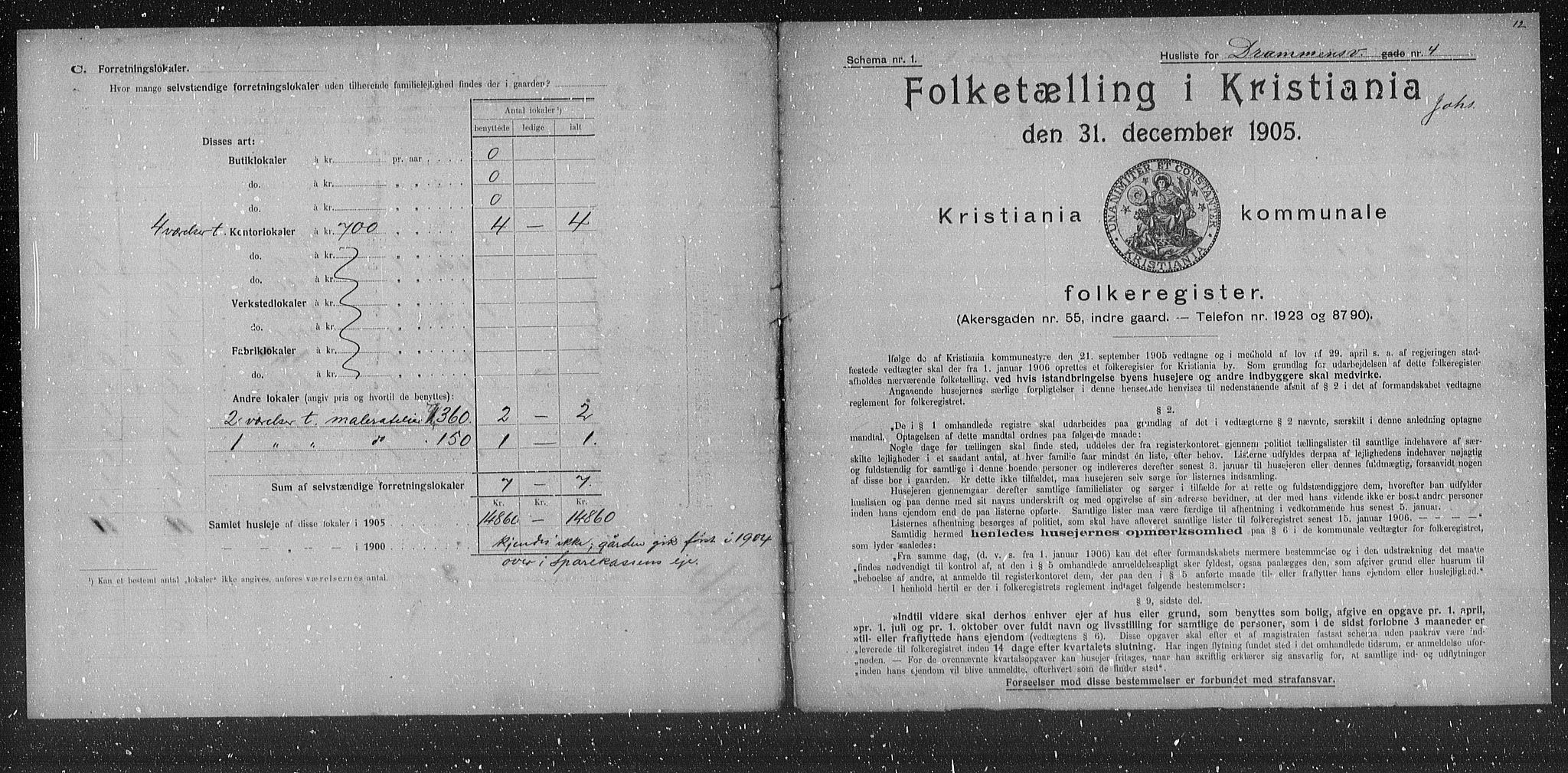 OBA, Municipal Census 1905 for Kristiania, 1905, p. 8423
