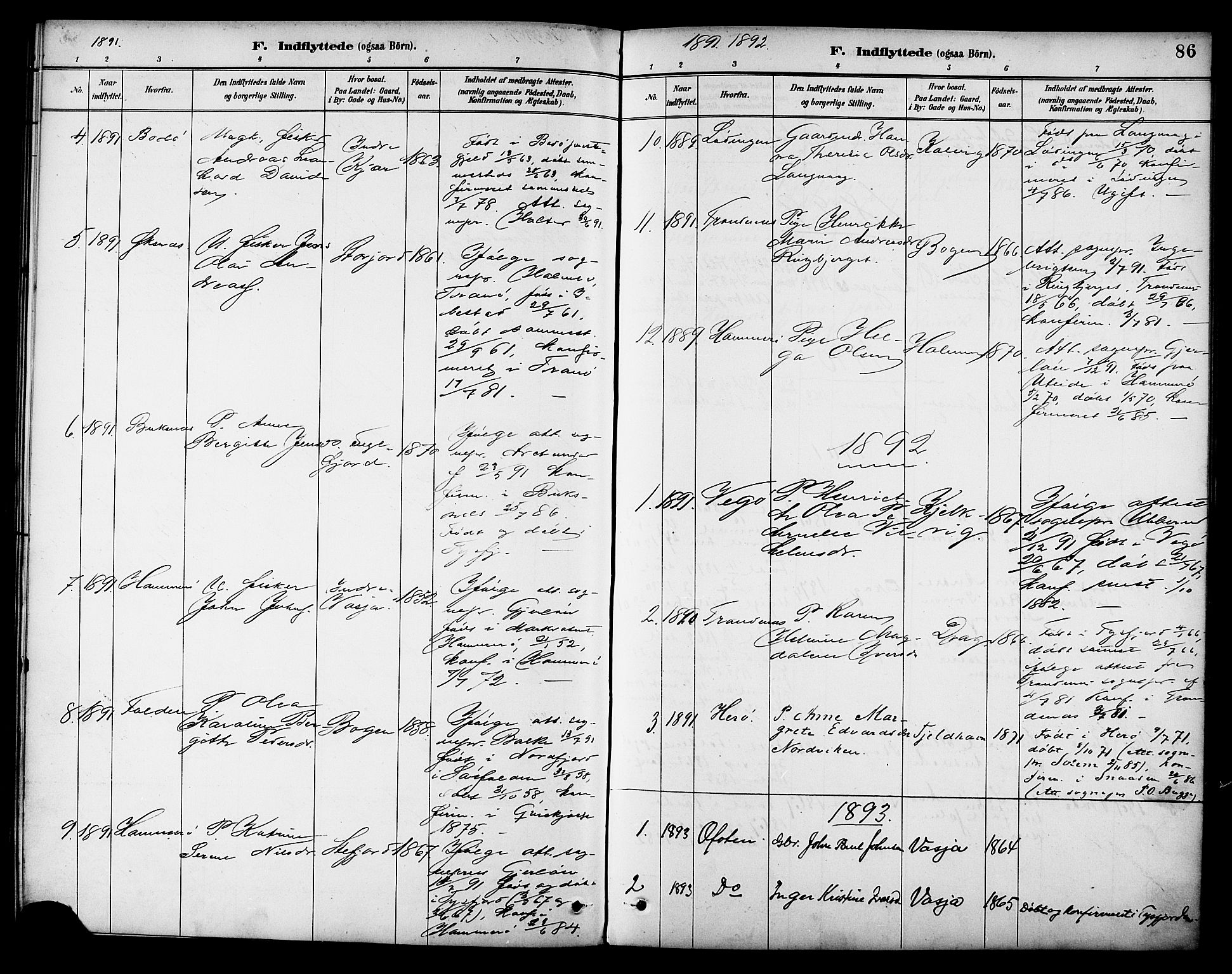 Ministerialprotokoller, klokkerbøker og fødselsregistre - Nordland, SAT/A-1459/861/L0870: Parish register (official) no. 861A05, 1889-1903, p. 86
