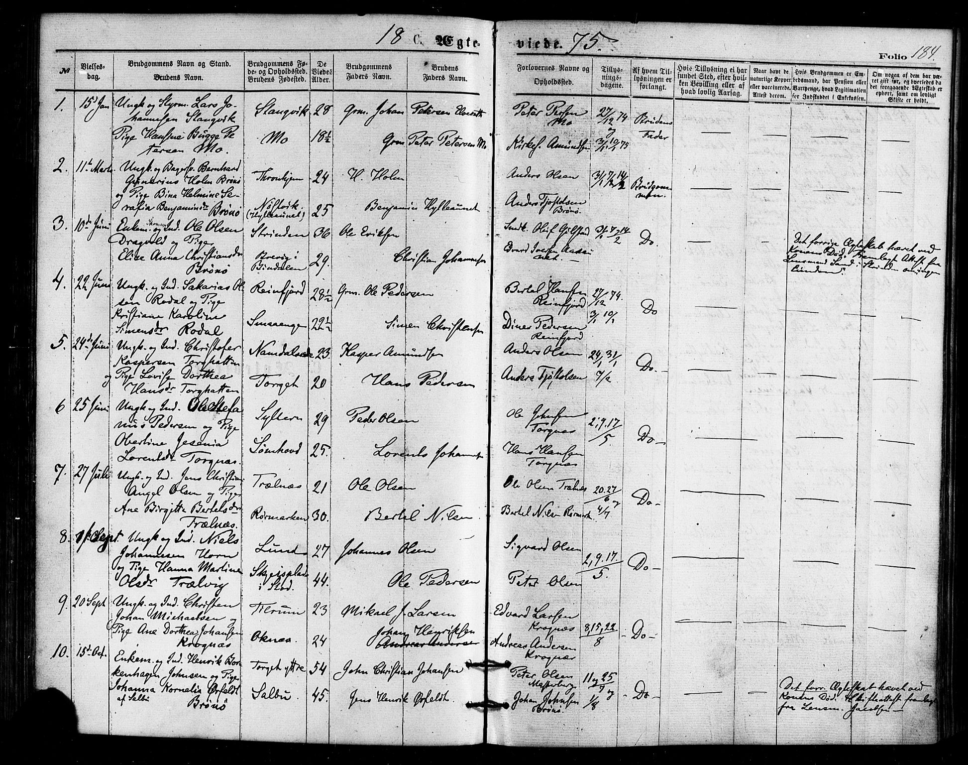 Ministerialprotokoller, klokkerbøker og fødselsregistre - Nordland, SAT/A-1459/813/L0199: Parish register (official) no. 813A09, 1875-1885, p. 184