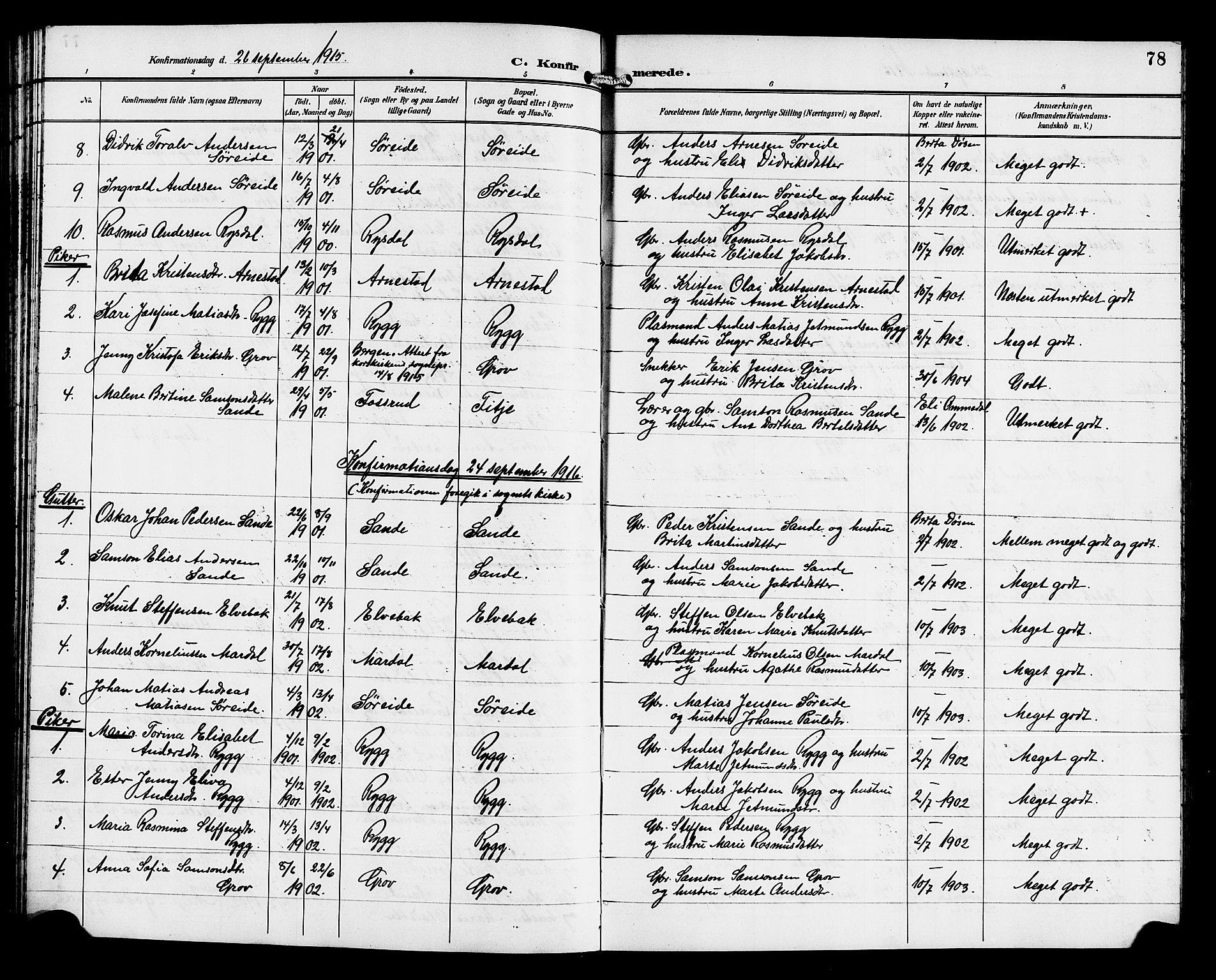 Gloppen sokneprestembete, SAB/A-80101/H/Hab/Habd/L0001: Parish register (copy) no. D 1, 1892-1921, p. 78