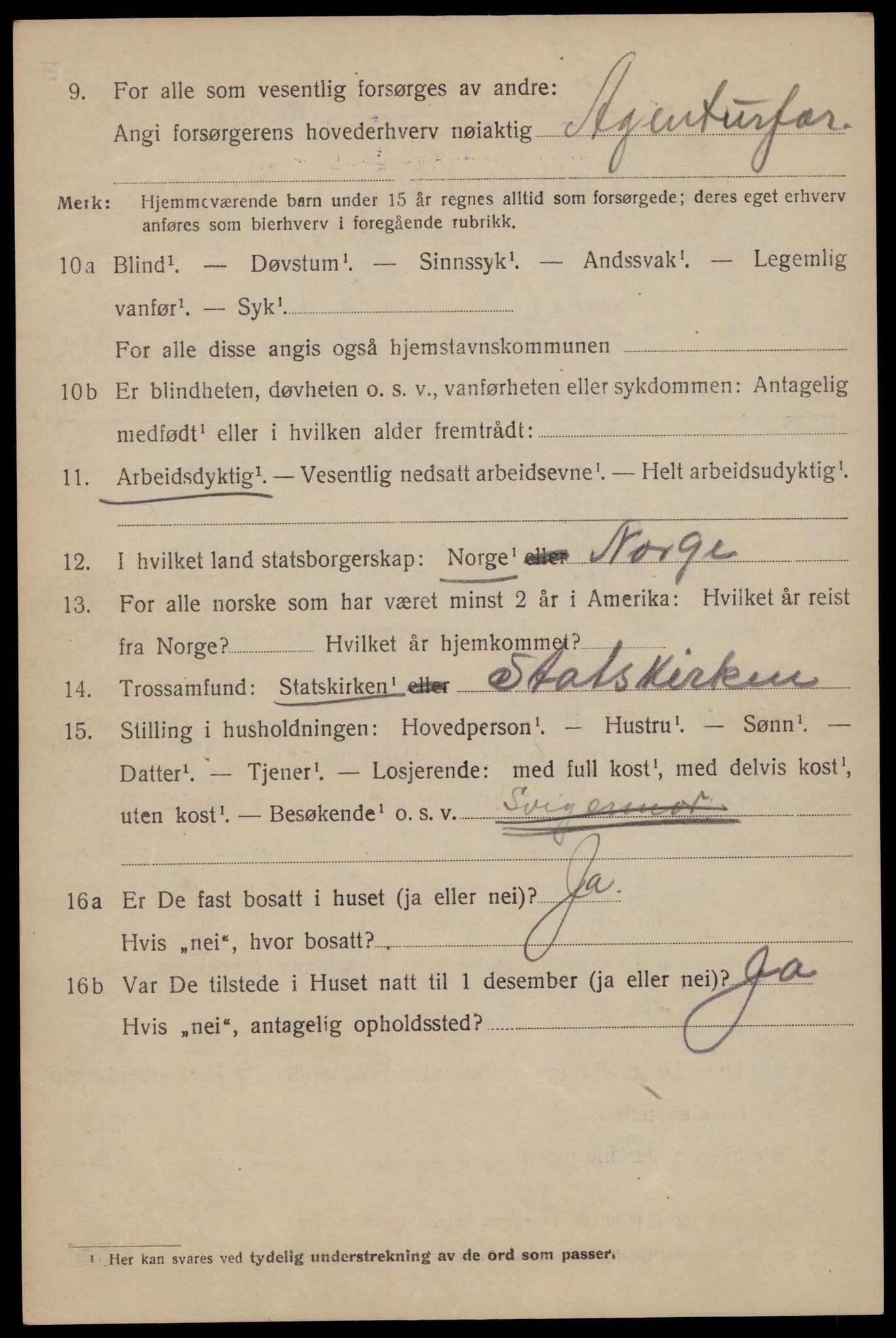 SAT, 1920 census for Trondheim, 1920, p. 121849