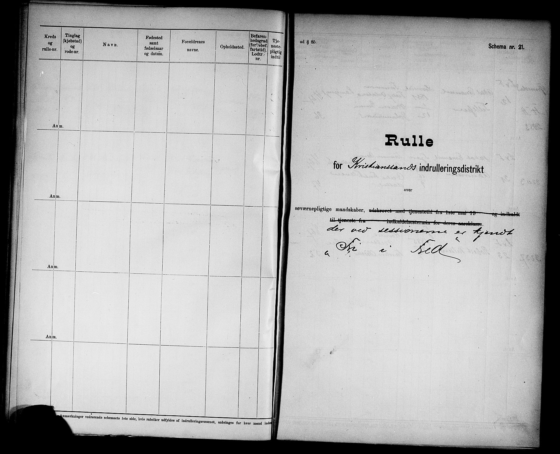 Kristiansand mønstringskrets, SAK/2031-0015/F/Fd/L0010: Rulle sjøvernepliktige, C-10, 1908, p. 38