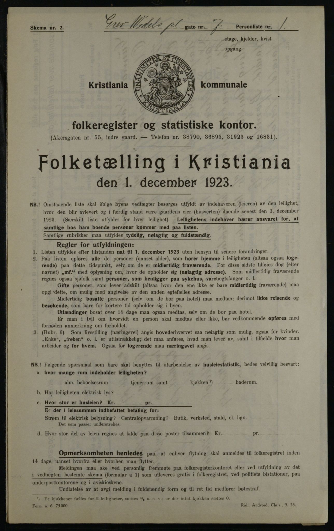 OBA, Municipal Census 1923 for Kristiania, 1923, p. 33830