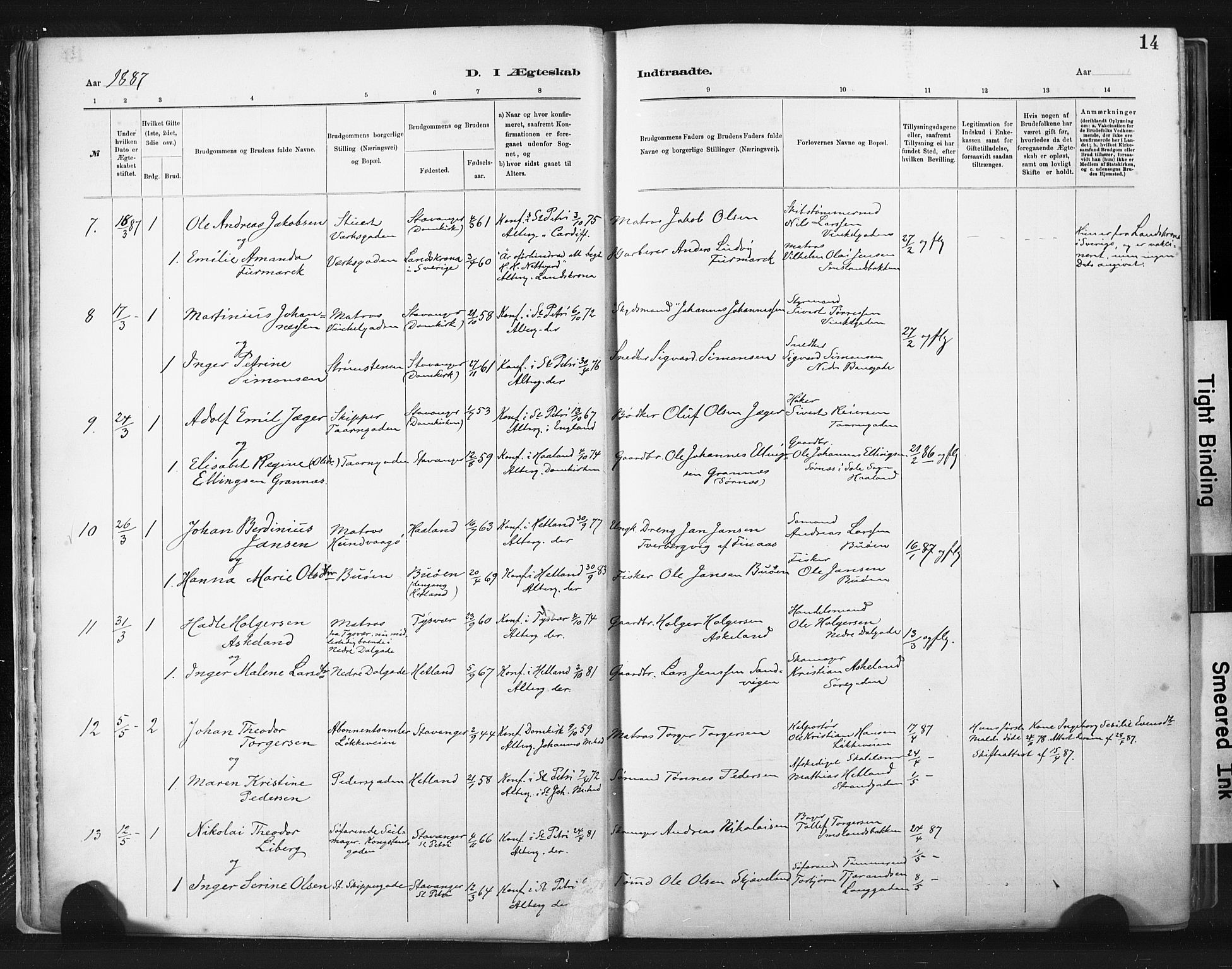 St. Johannes sokneprestkontor, AV/SAST-A-101814/001/30/30BA/L0003: Parish register (official) no. A 3, 1885-1910, p. 14