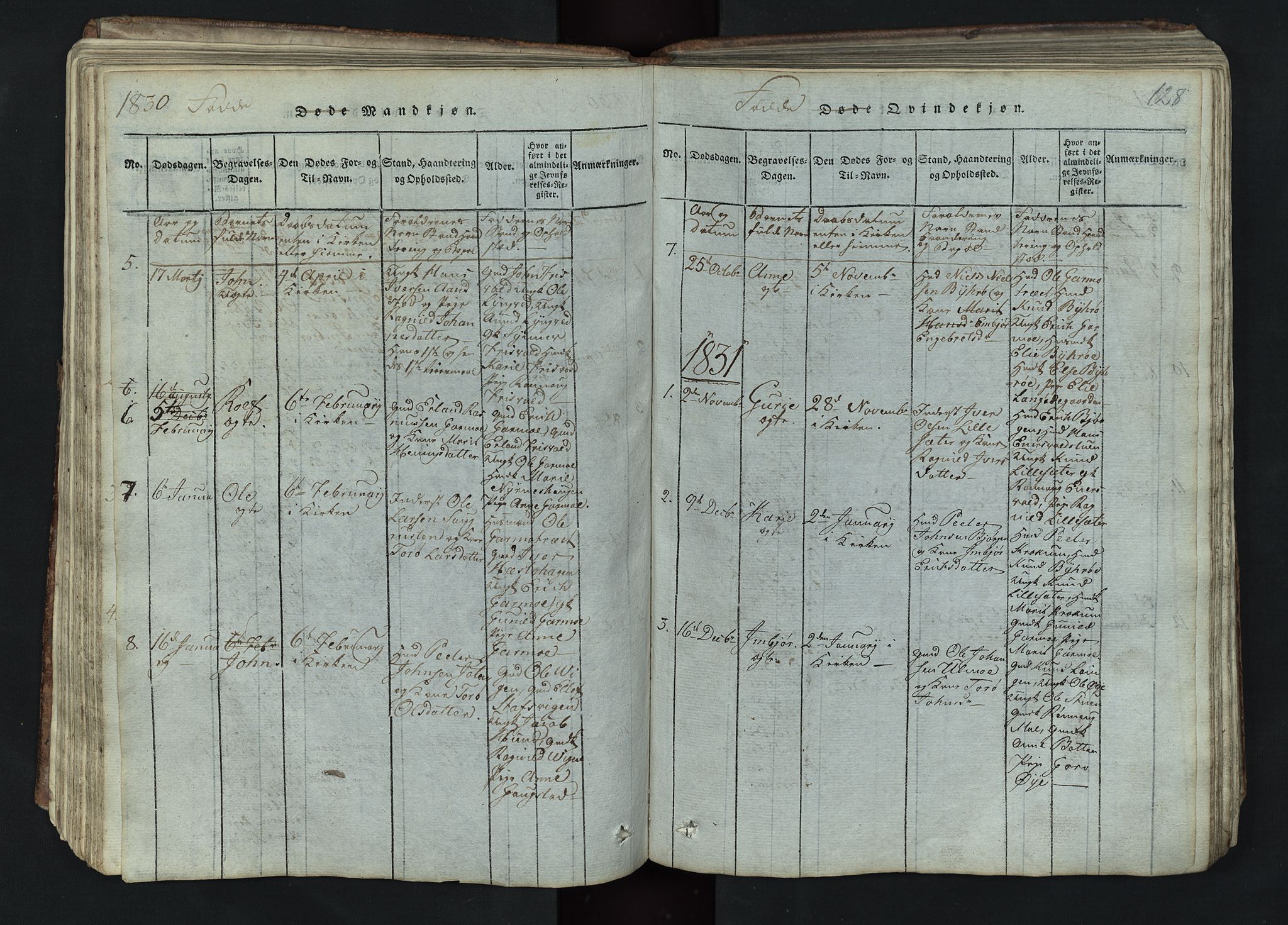 Lom prestekontor, SAH/PREST-070/L/L0002: Parish register (copy) no. 2, 1815-1844, p. 128