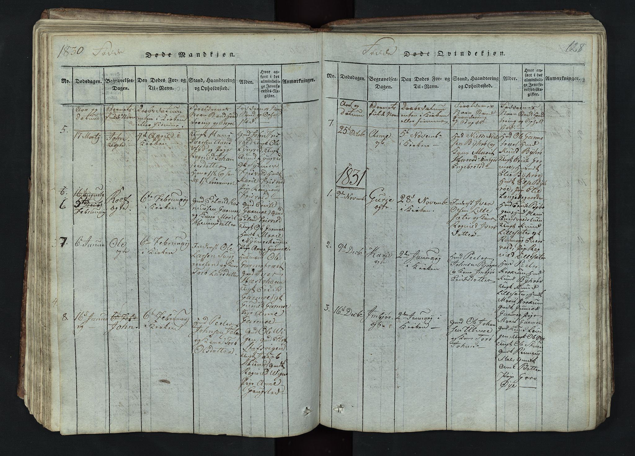 Lom prestekontor, AV/SAH-PREST-070/L/L0002: Parish register (copy) no. 2, 1815-1844, p. 128