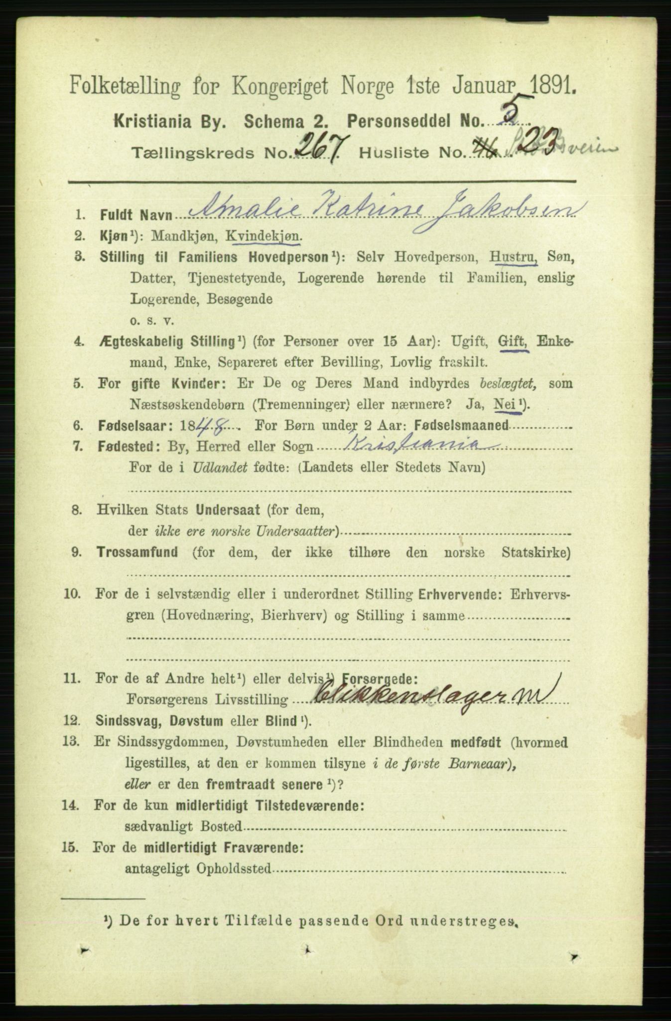 RA, 1891 census for 0301 Kristiania, 1891, p. 161824