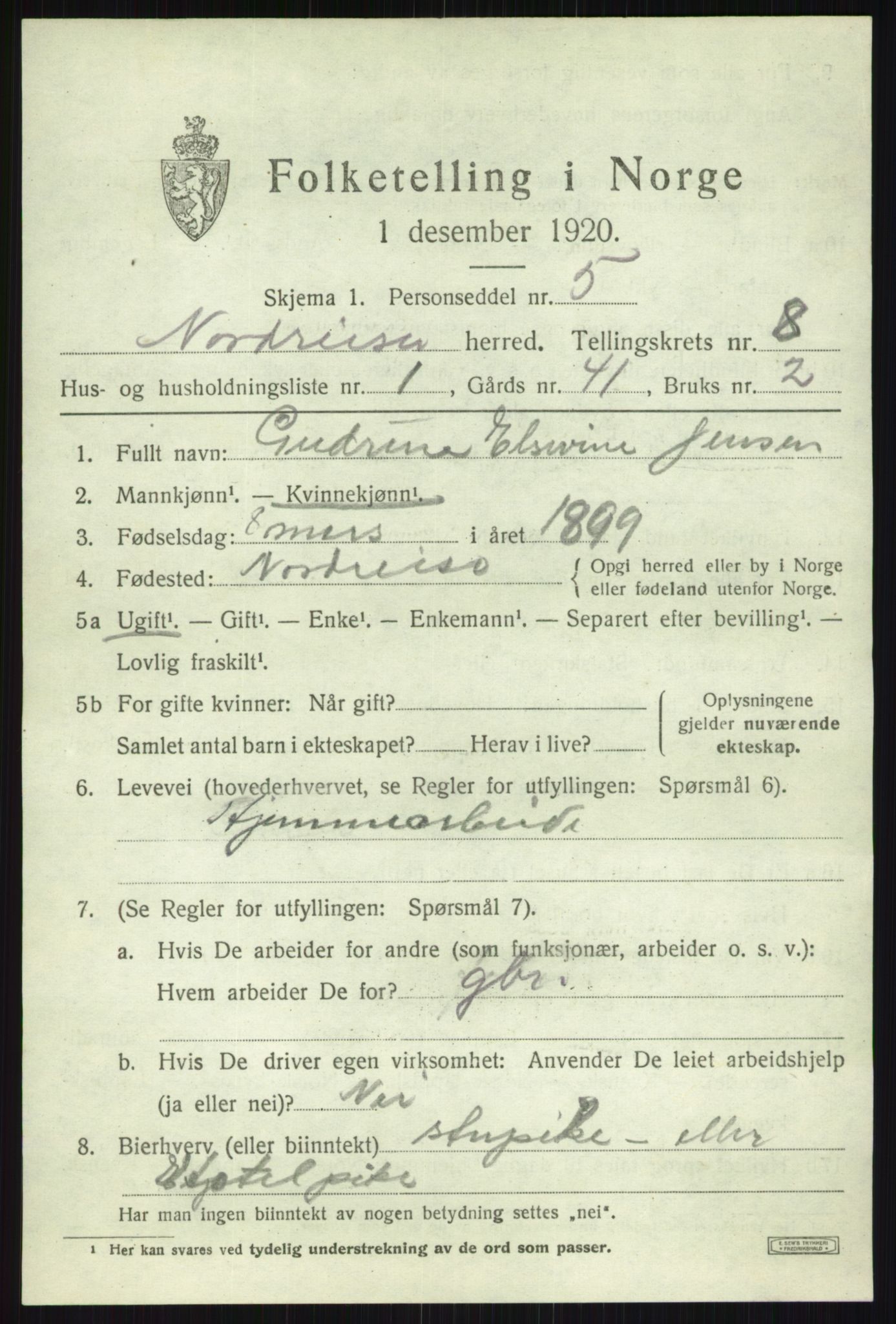 SATØ, 1920 census for Nordreisa, 1920, p. 3253