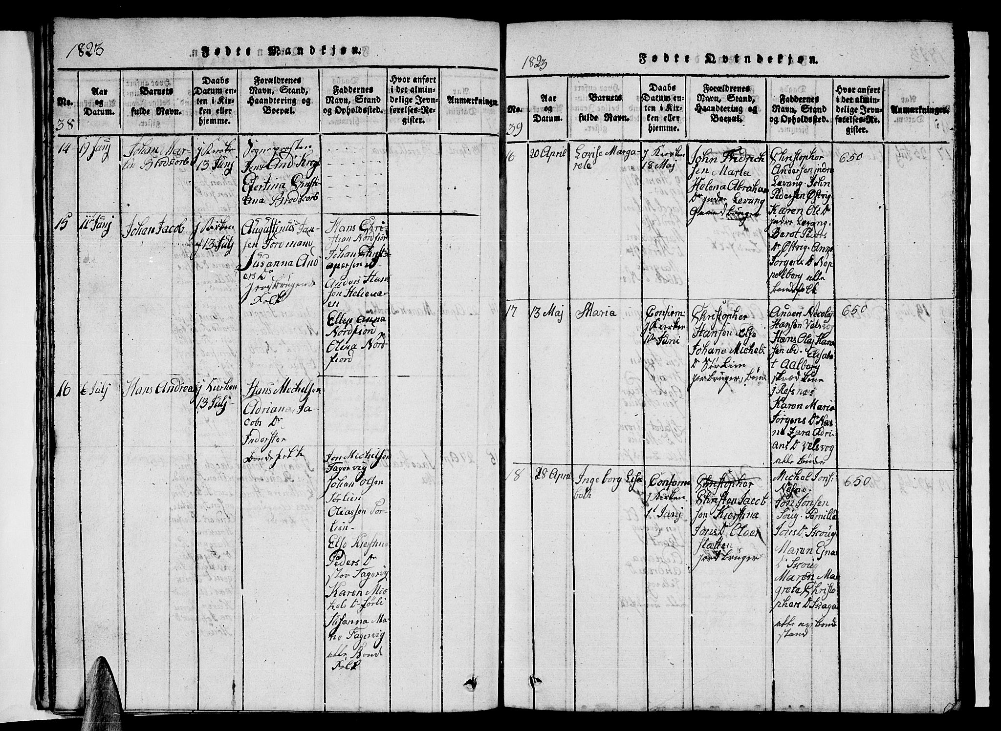 Ministerialprotokoller, klokkerbøker og fødselsregistre - Nordland, AV/SAT-A-1459/838/L0554: Parish register (copy) no. 838C01, 1820-1828, p. 38-39