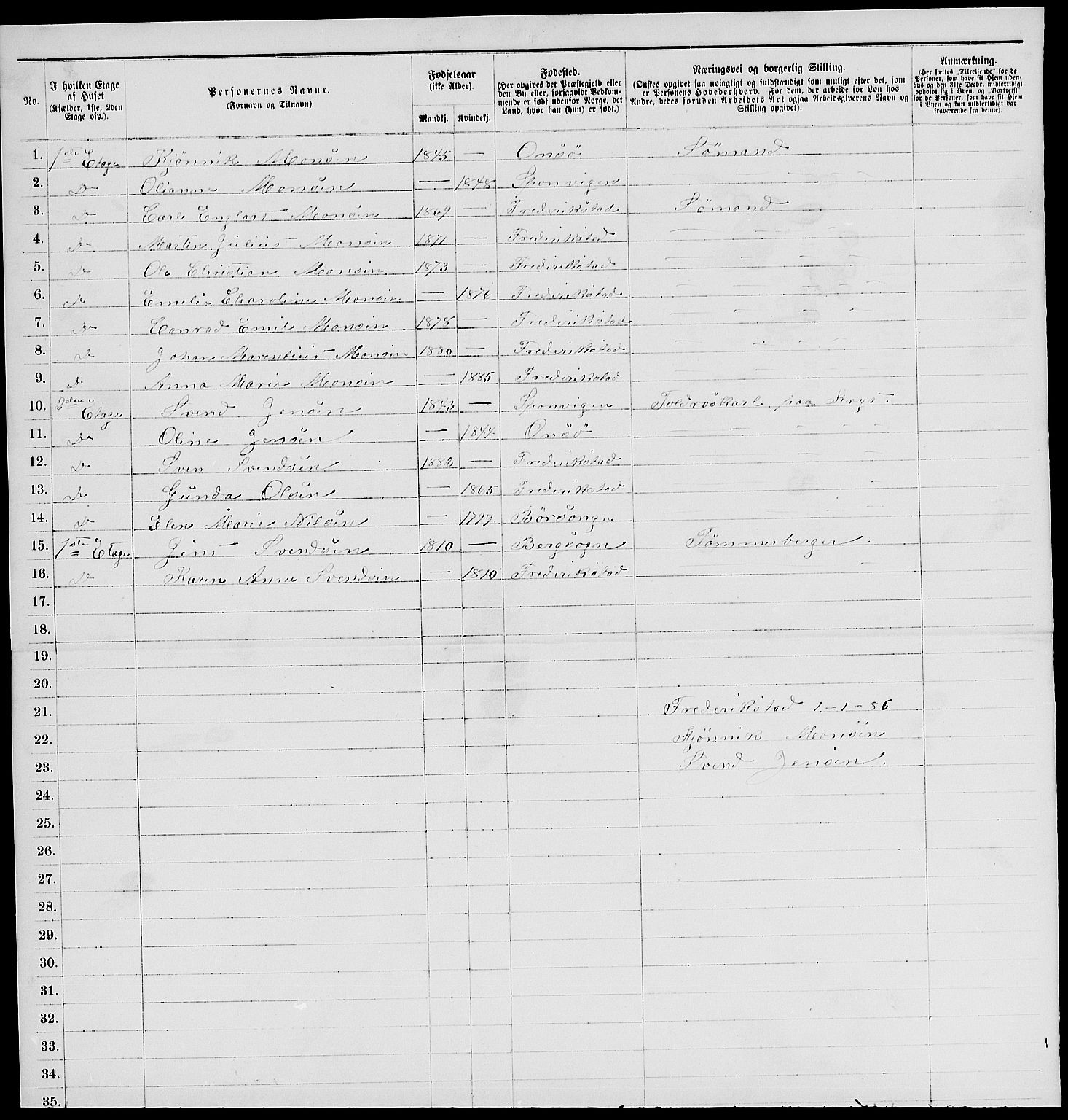 RA, 1885 census for 0103 Fredrikstad, 1885, p. 2276
