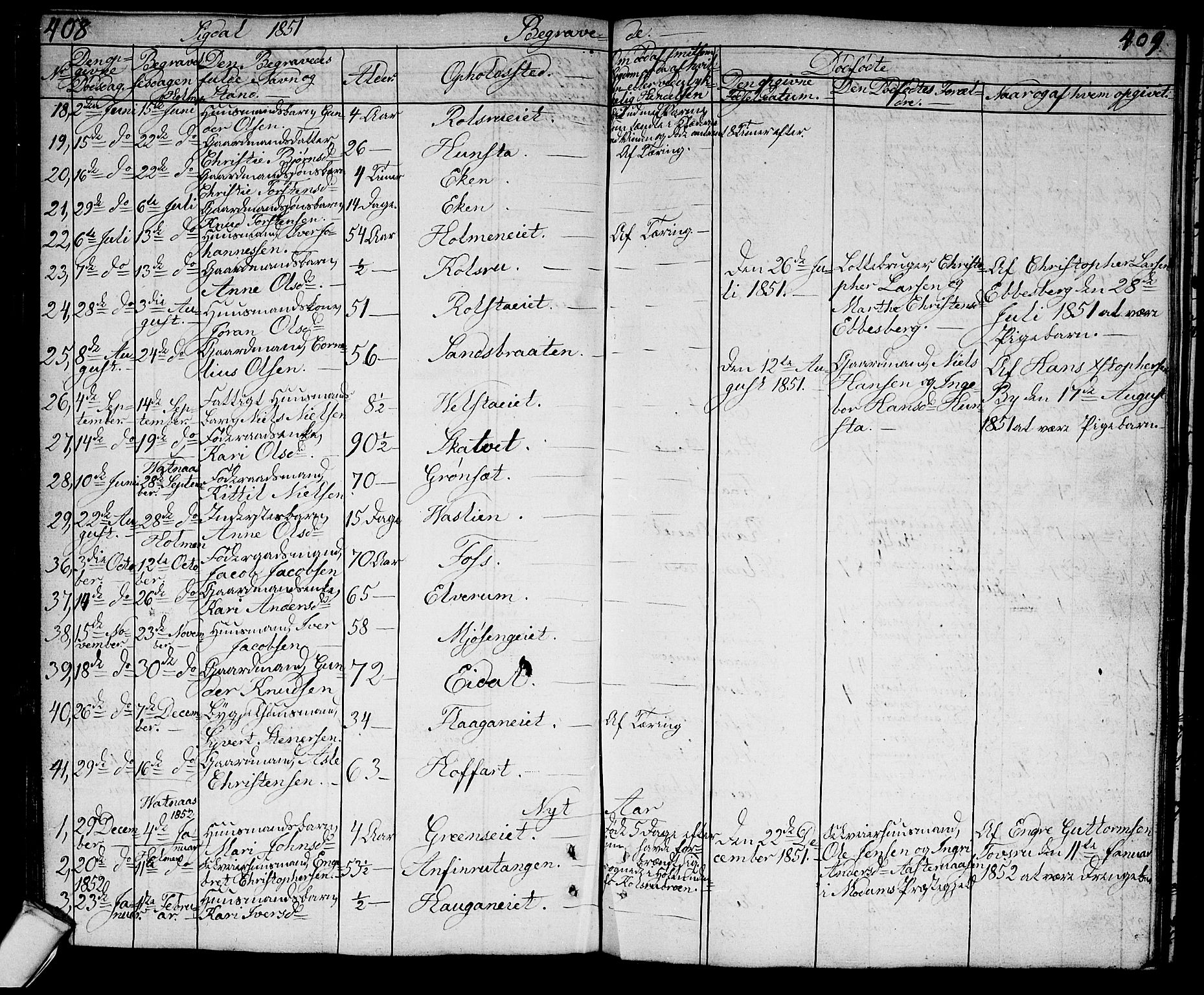 Sigdal kirkebøker, SAKO/A-245/G/Ga/L0002: Parish register (copy) no. I 2, 1835-1856, p. 408-409