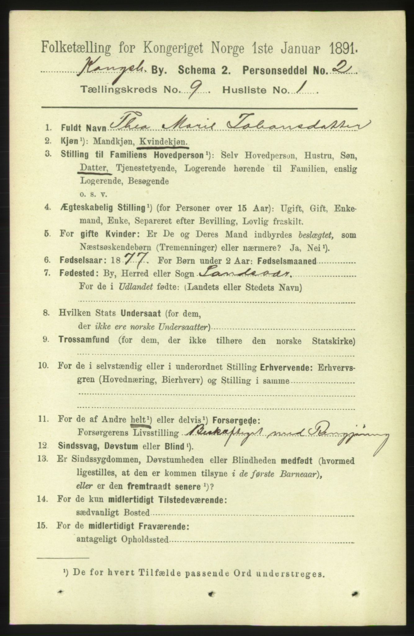 RA, 1891 census for 0604 Kongsberg, 1891, p. 6049