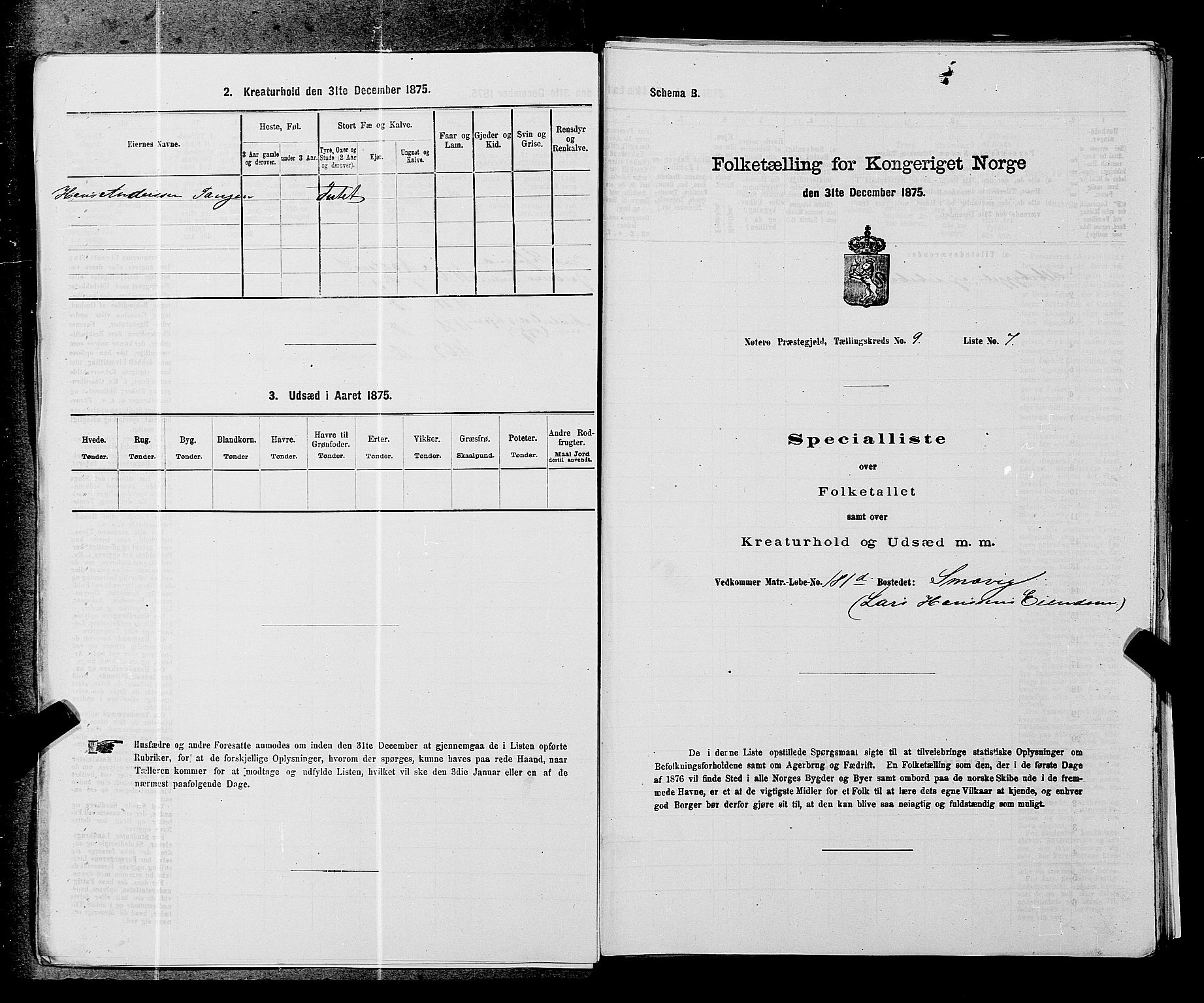 SAKO, 1875 census for 0722P Nøtterøy, 1875, p. 1747