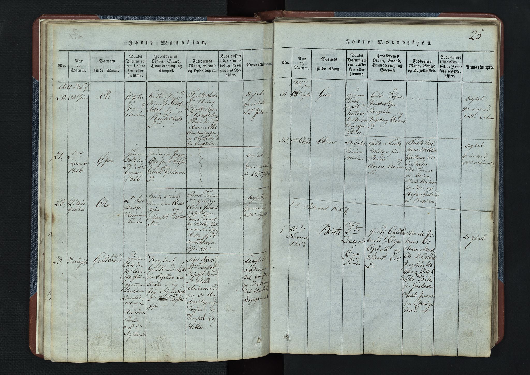 Vang prestekontor, Valdres, SAH/PREST-140/H/Hb/L0003: Parish register (copy) no. 3, 1814-1892, p. 25