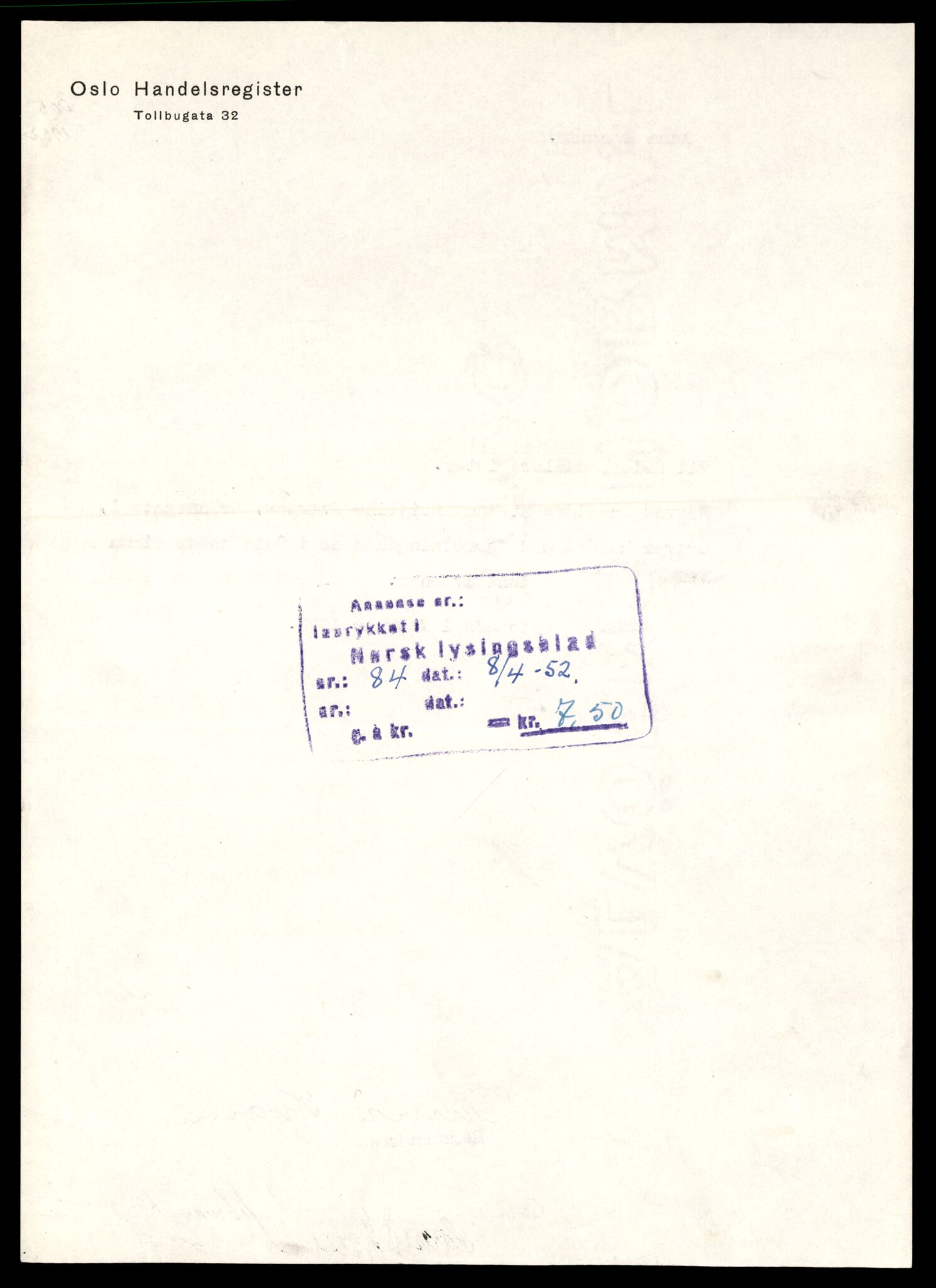 Oslo byfogd, Handelsregisteret, SAT/A-10867/G/Gc/Gca/L0031: Ikke konverterte foretak, Ann-Ano, 1890-1990, p. 2