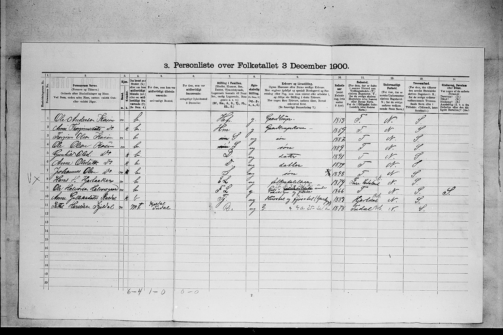 SAKO, 1900 census for Heddal, 1900, p. 193