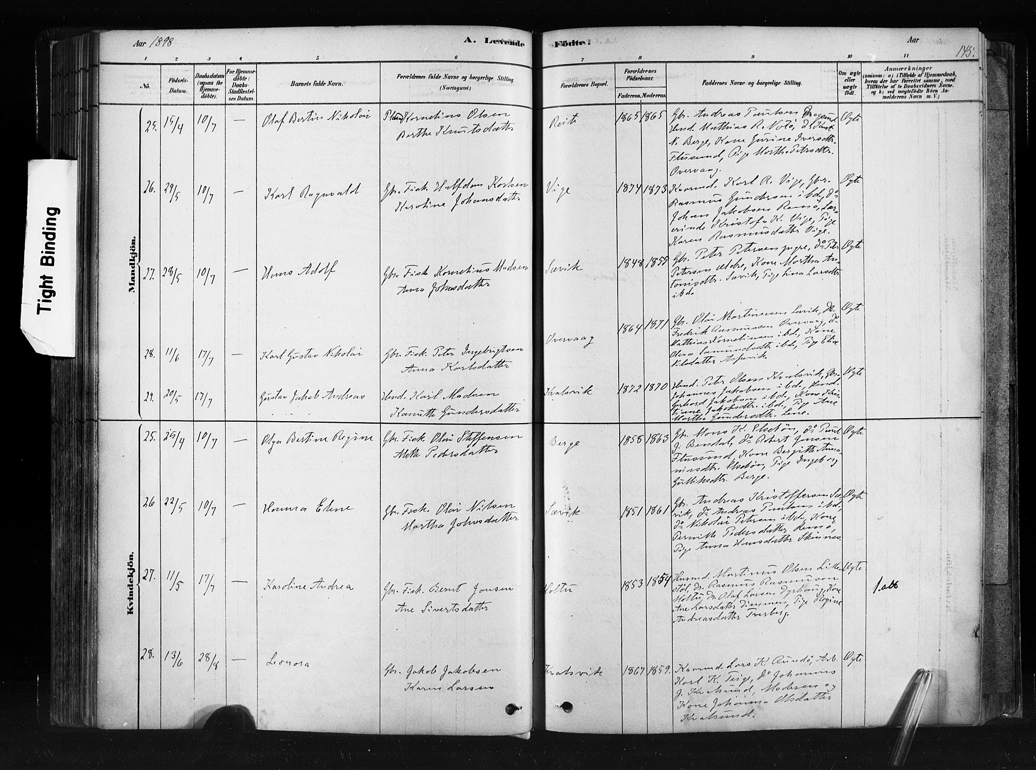 Ministerialprotokoller, klokkerbøker og fødselsregistre - Møre og Romsdal, SAT/A-1454/507/L0073: Parish register (official) no. 507A08, 1878-1904, p. 145