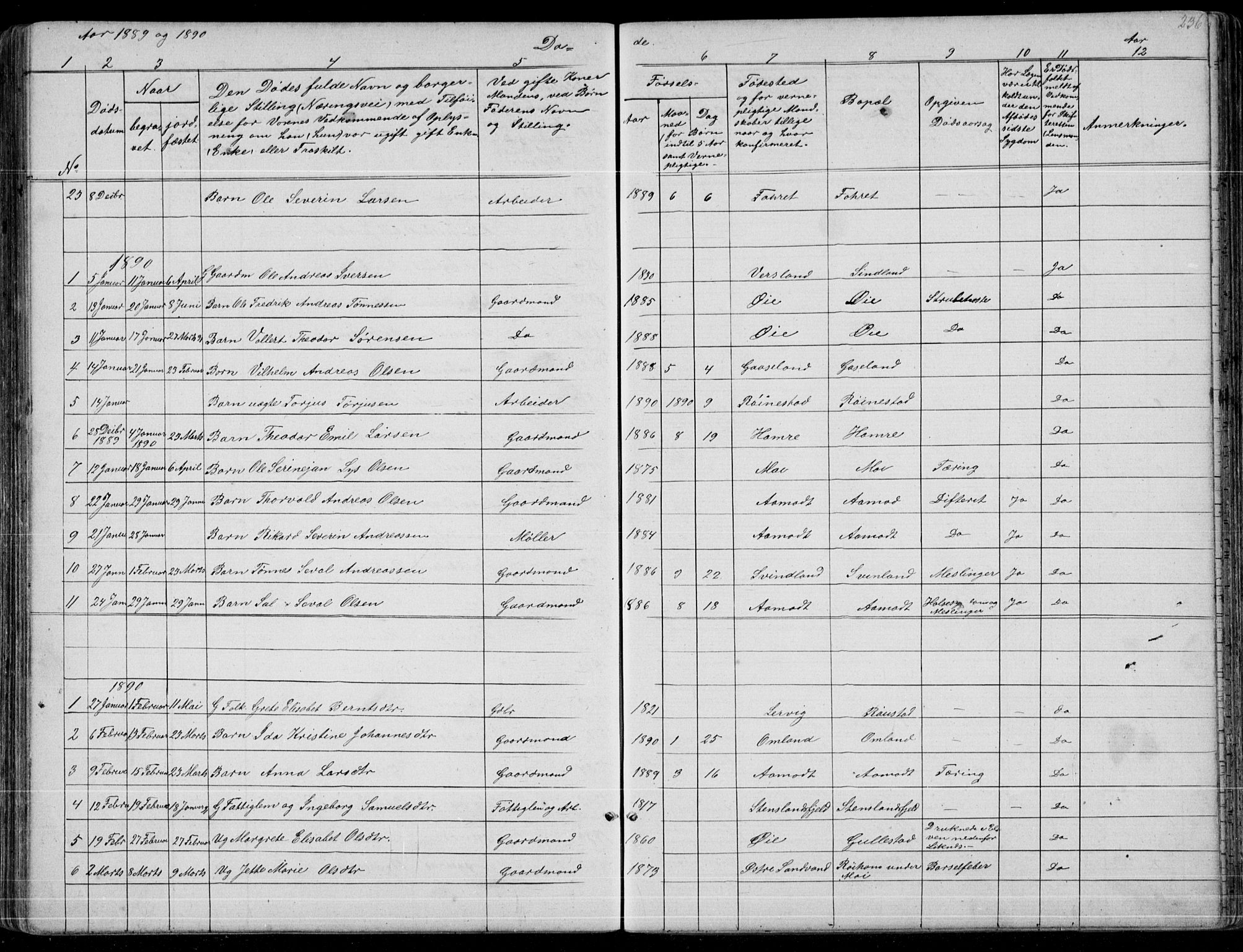 Kvinesdal sokneprestkontor, AV/SAK-1111-0026/F/Fb/Fbb/L0002: Parish register (copy) no. B 2, 1873-1897, p. 236