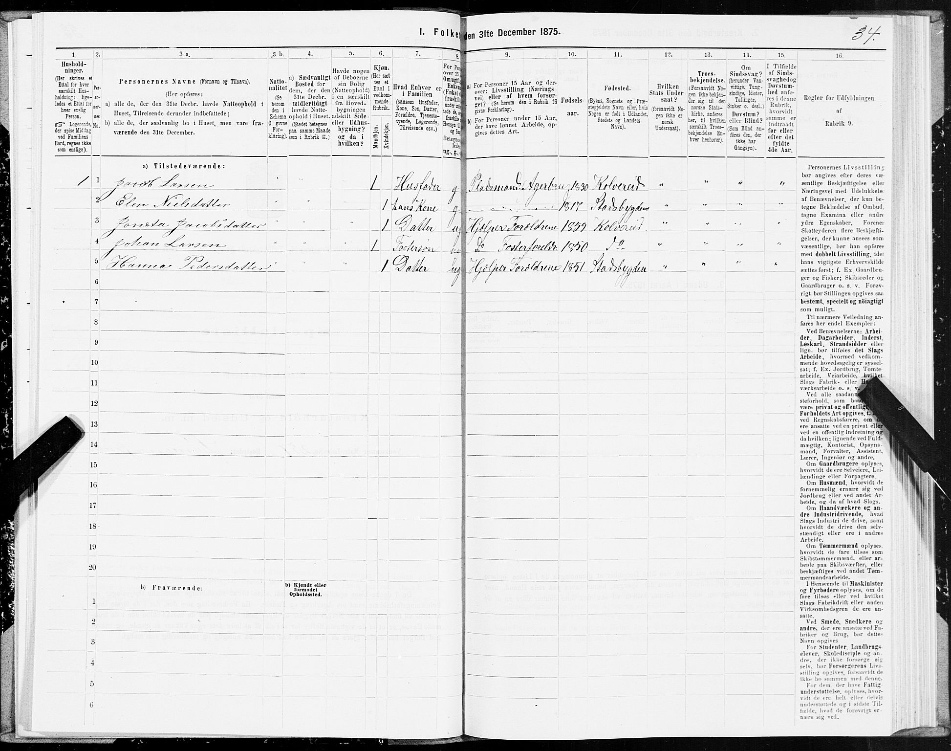 SAT, 1875 census for 1752P Kolvereid, 1875, p. 1034