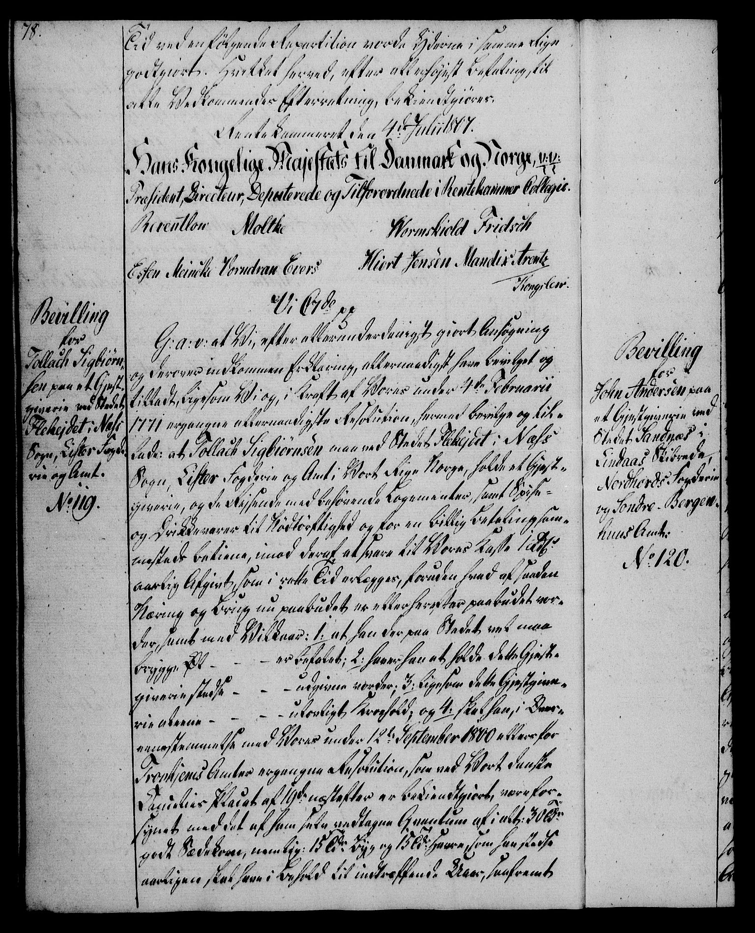 Rentekammeret, Kammerkanselliet, AV/RA-EA-3111/G/Gg/Gga/L0019: Norsk ekspedisjonsprotokoll med register (merket RK 53.19), 1807-1810, p. 78