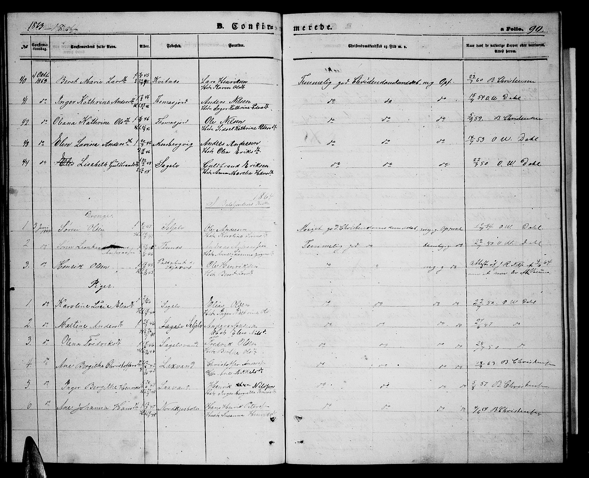 Balsfjord sokneprestembete, SATØ/S-1303/G/Ga/L0006klokker: Parish register (copy) no. 6, 1863-1878, p. 90