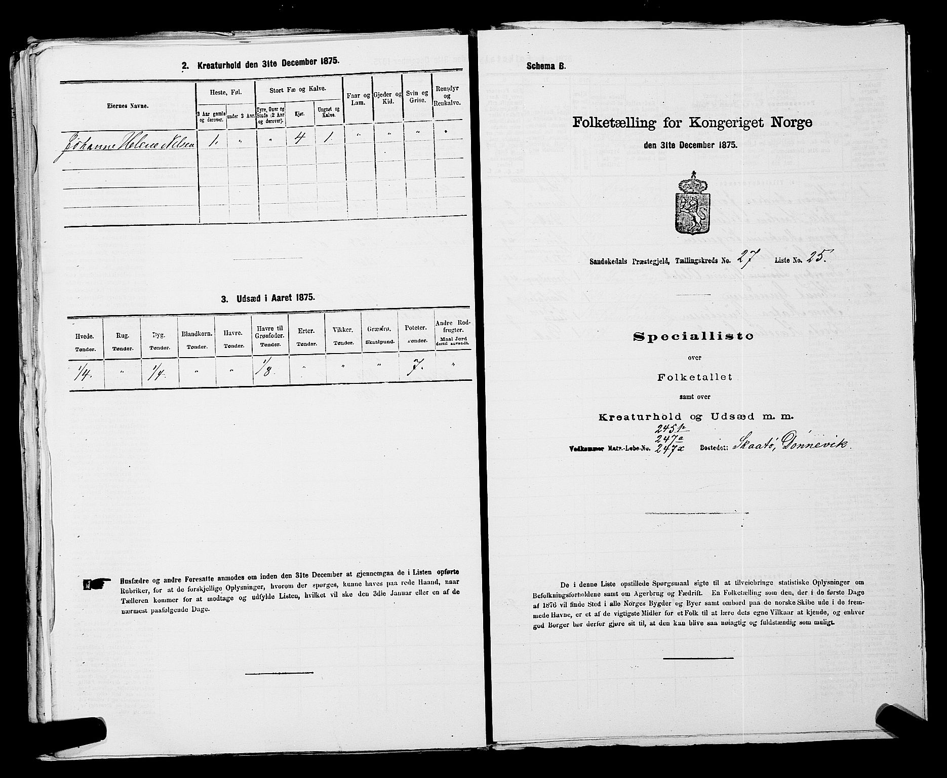 SAKO, 1875 census for 0816P Sannidal, 1875, p. 2153