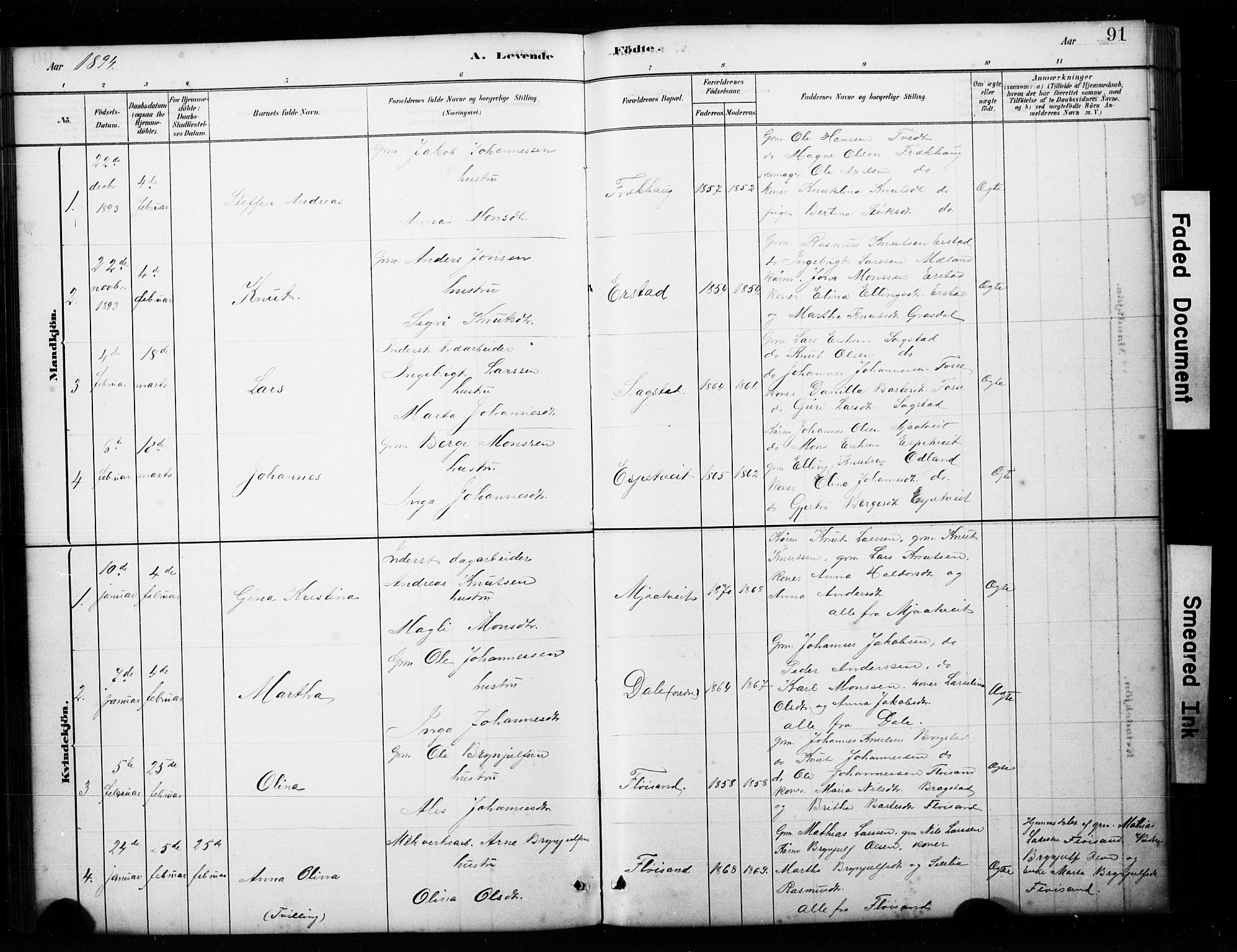 Alversund Sokneprestembete, SAB/A-73901/H/Ha/Hab: Parish register (copy) no. C 3, 1881-1894, p. 91