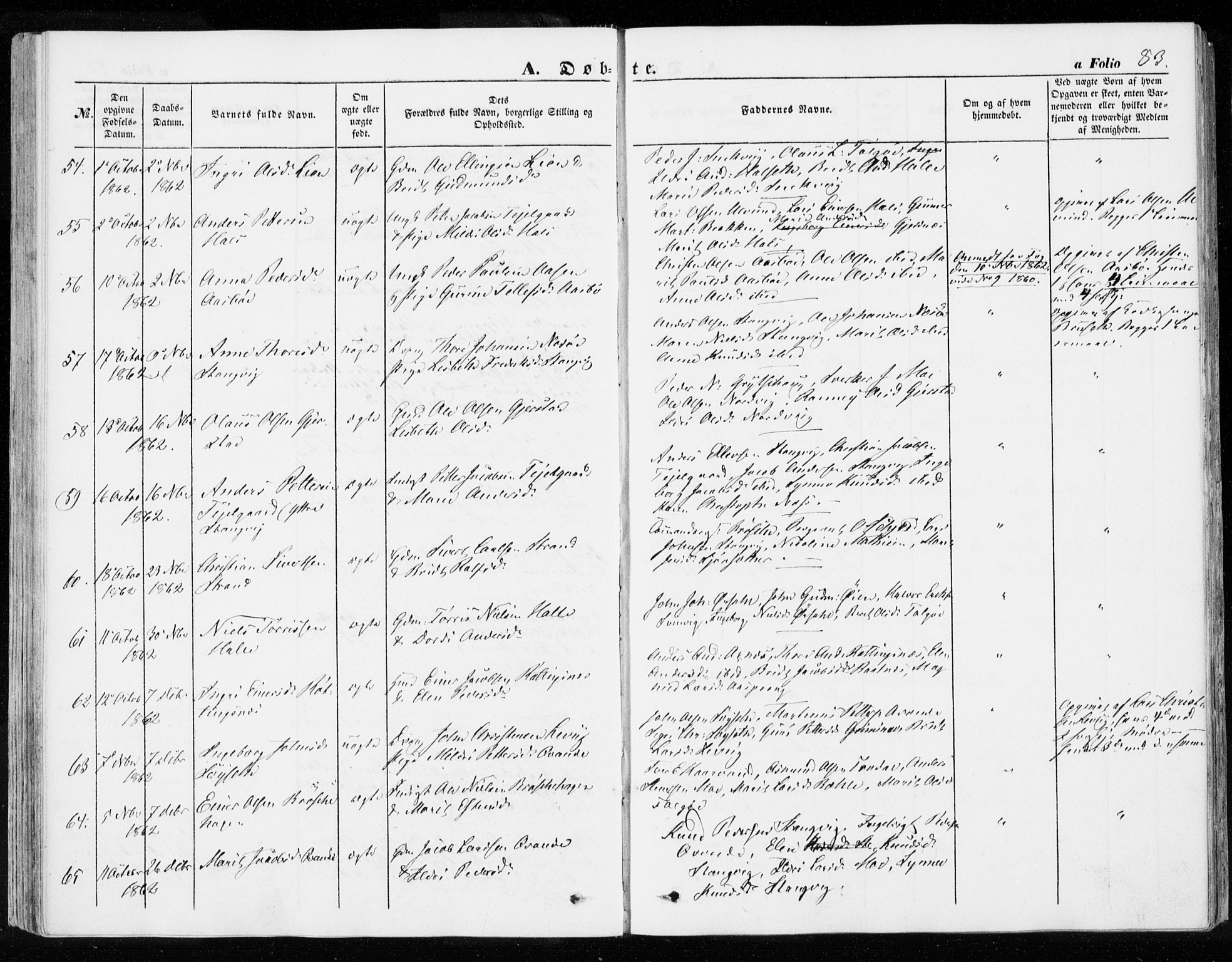 Ministerialprotokoller, klokkerbøker og fødselsregistre - Møre og Romsdal, SAT/A-1454/592/L1026: Parish register (official) no. 592A04, 1849-1867, p. 83