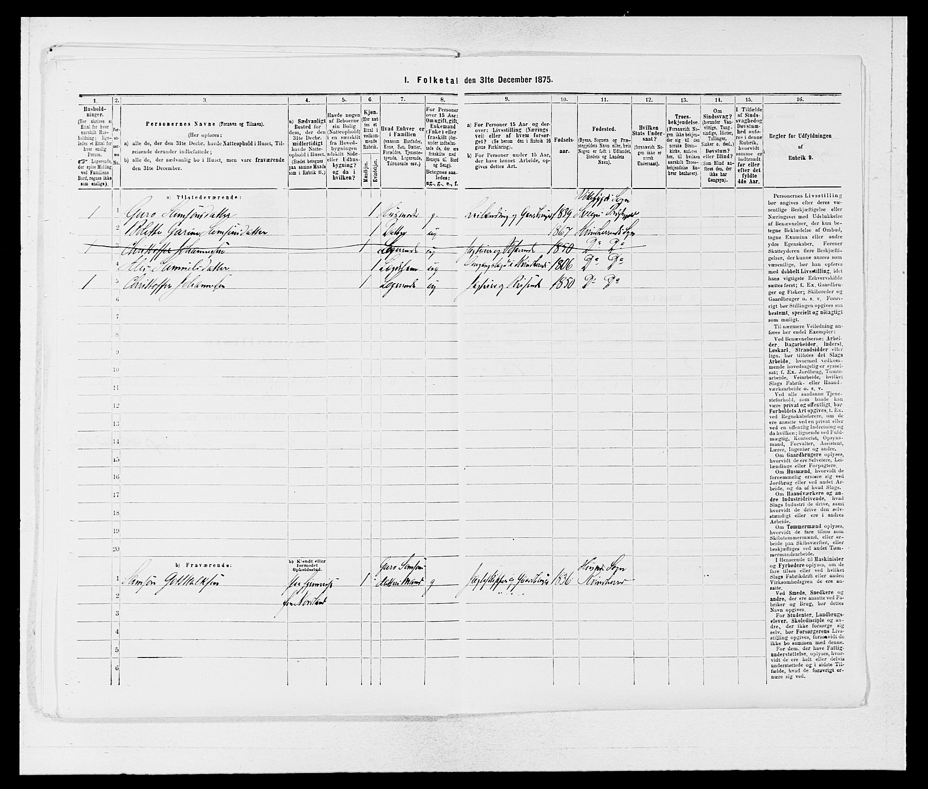 SAB, 1875 census for 1224P Kvinnherad, 1875, p. 1098