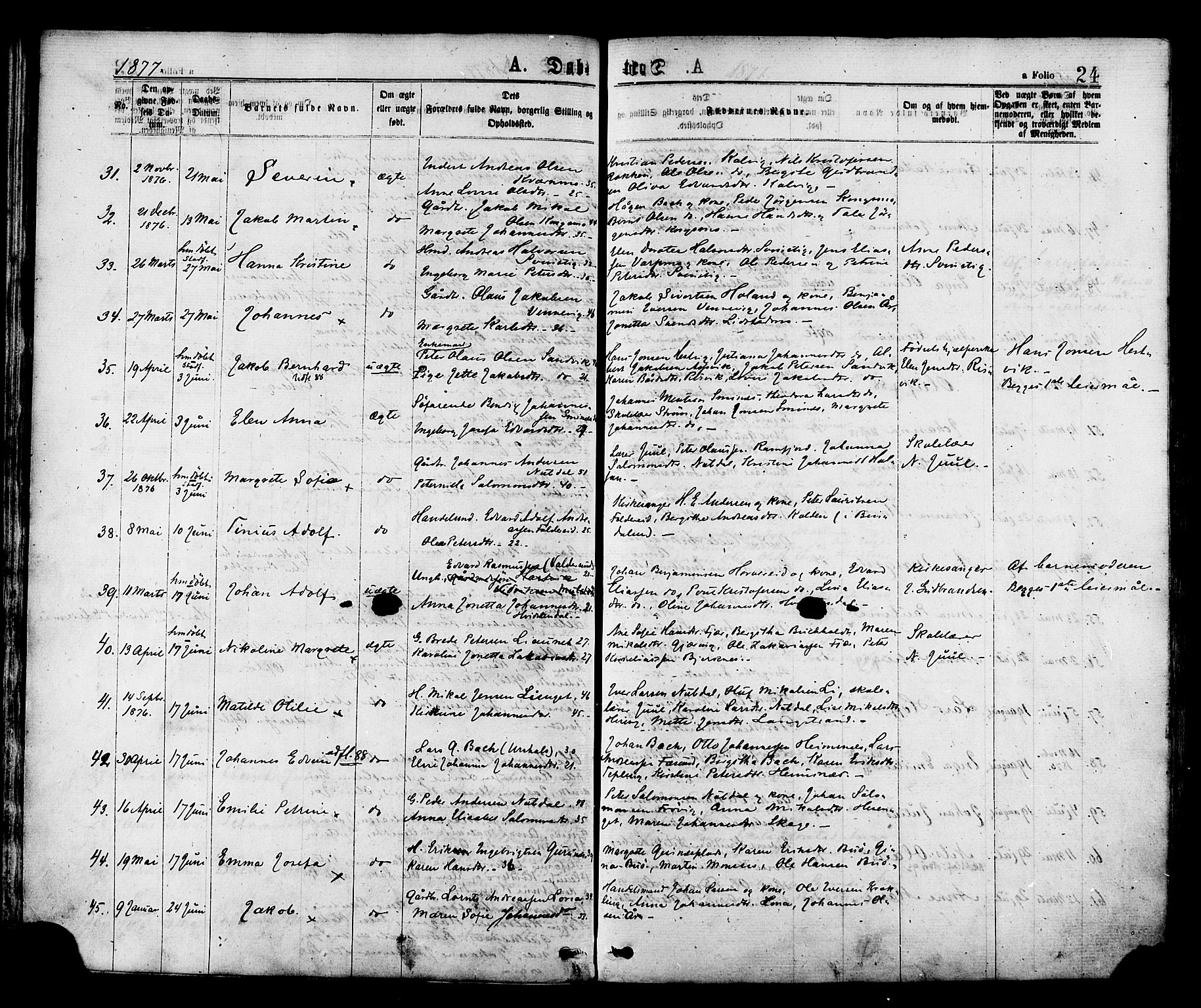 Ministerialprotokoller, klokkerbøker og fødselsregistre - Nord-Trøndelag, SAT/A-1458/780/L0642: Parish register (official) no. 780A07 /1, 1874-1885, p. 24