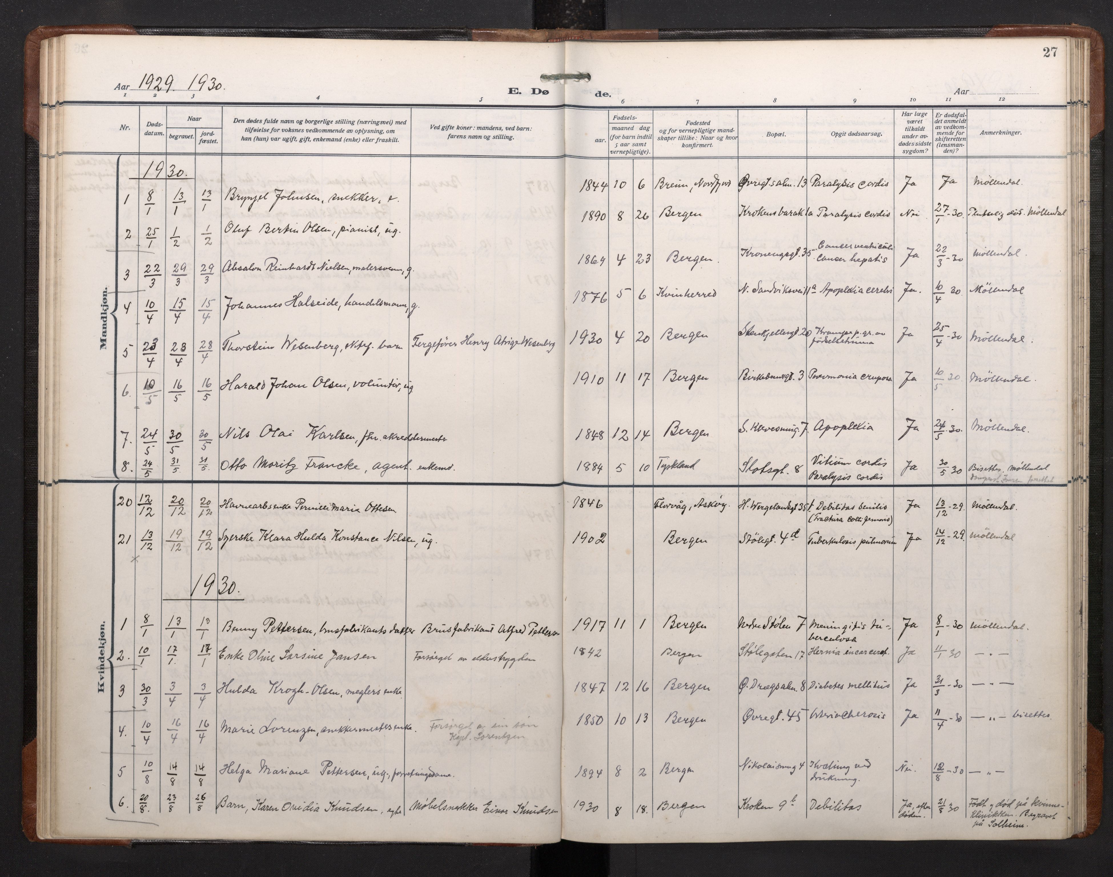 Mariakirken Sokneprestembete, SAB/A-76901/H/Haa/L0020: Parish register (official) no. E 1, 1918-1956, p. 26b-27a
