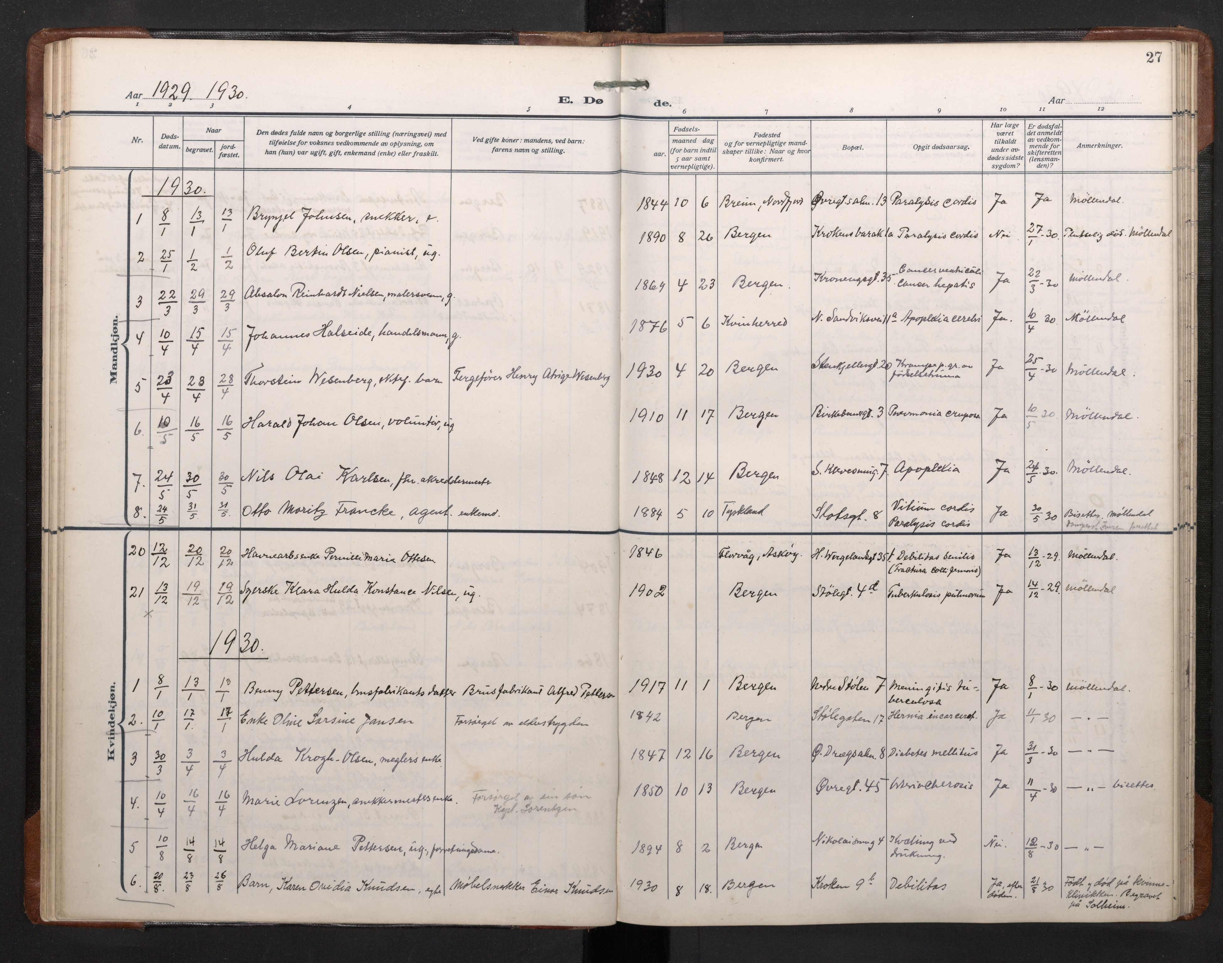 Mariakirken Sokneprestembete, AV/SAB-A-76901/H/Haa/L0020: Parish register (official) no. E 1, 1918-1956, p. 26b-27a