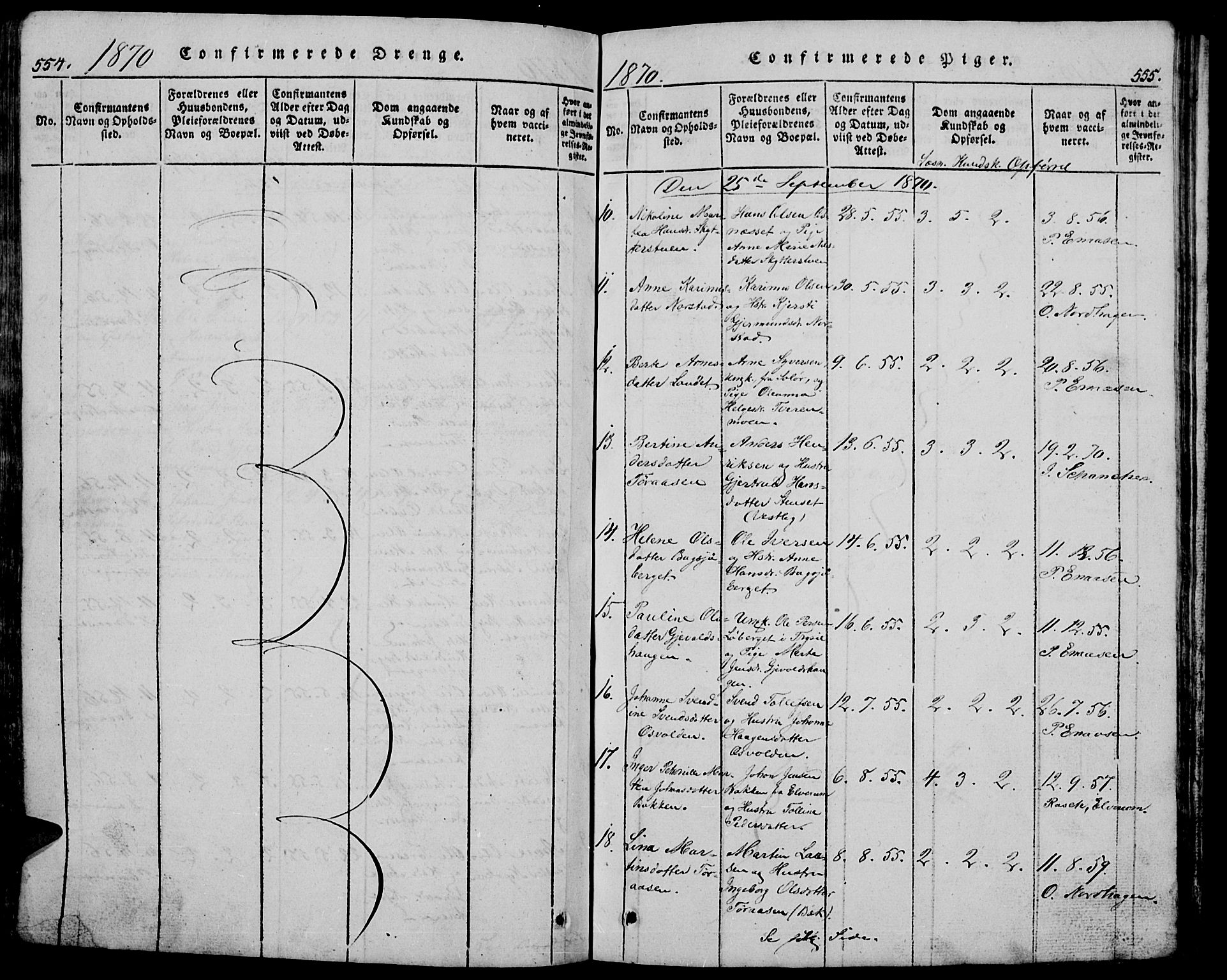 Trysil prestekontor, AV/SAH-PREST-046/H/Ha/Hab/L0005: Parish register (copy) no. 5, 1814-1877, p. 554-555