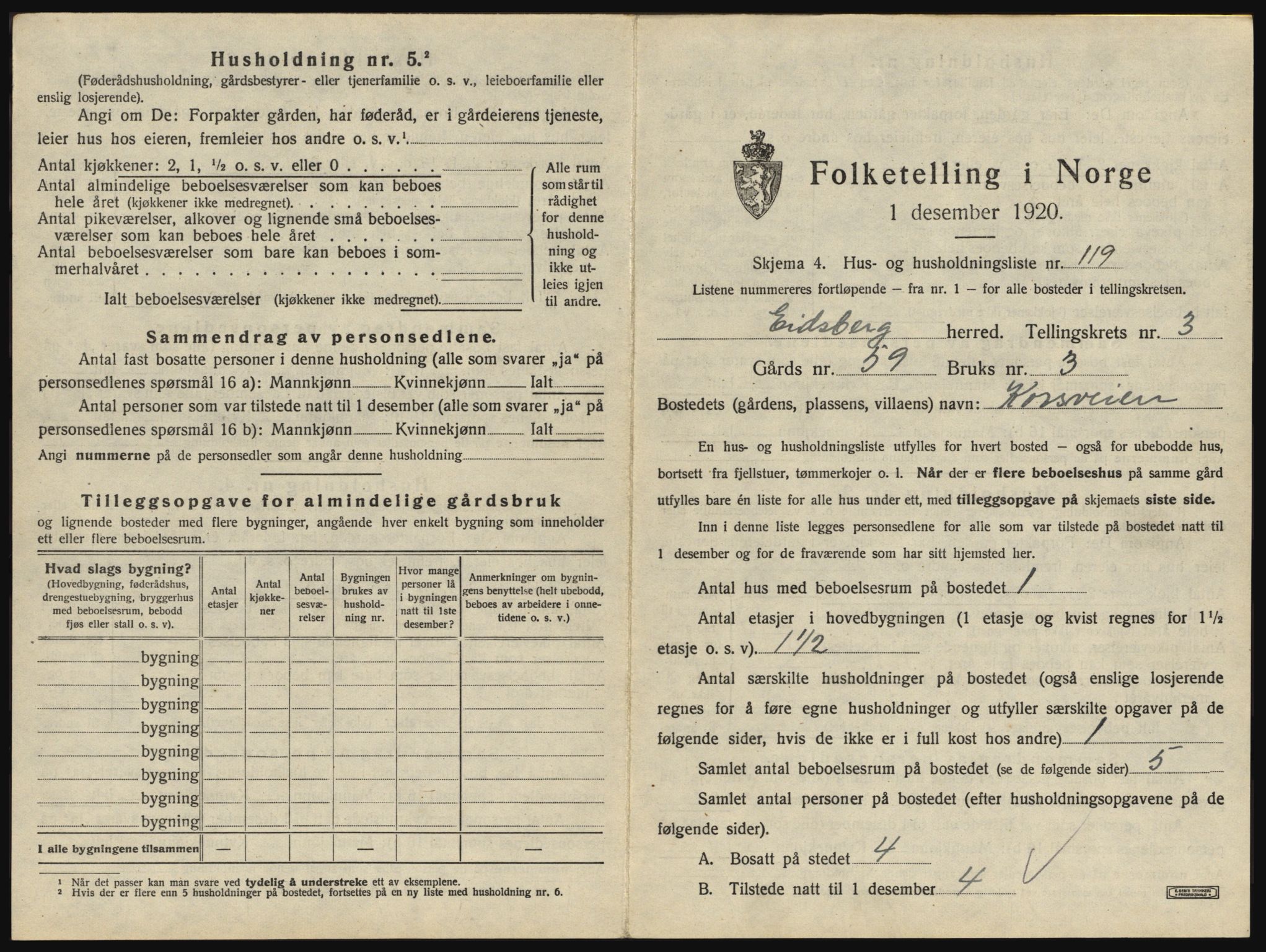 SAO, 1920 census for Eidsberg, 1920, p. 647