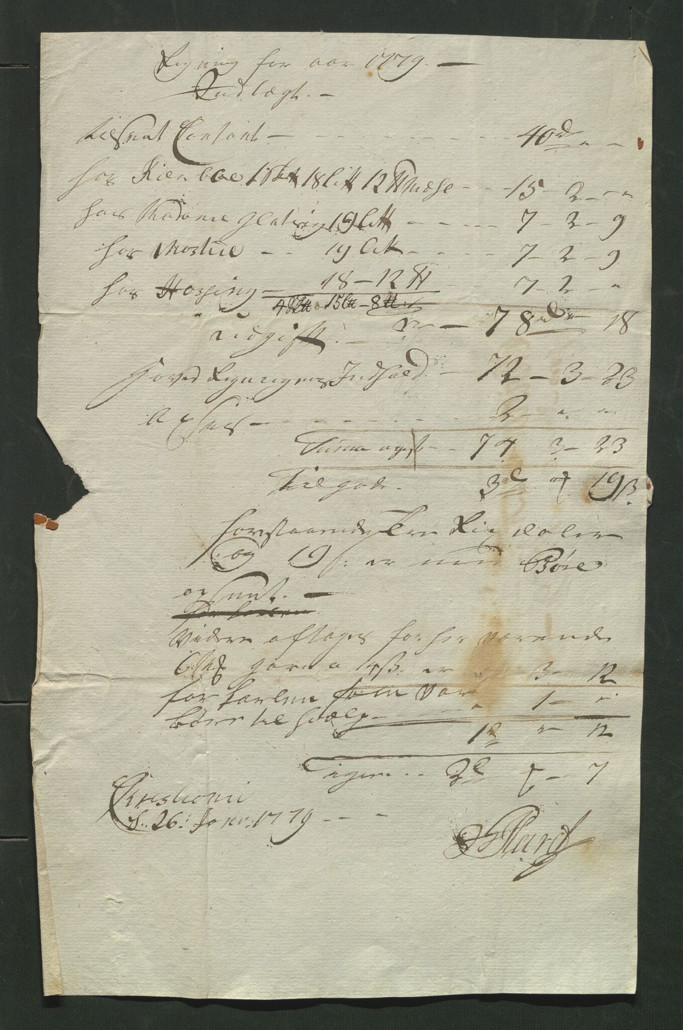 Åker i Vang, Hedmark, og familien Todderud, AV/SAH-ARK-010/R/Rb/L0001: Gjeldsbrev, regninger og kvitteringer, 1726-1829, p. 174