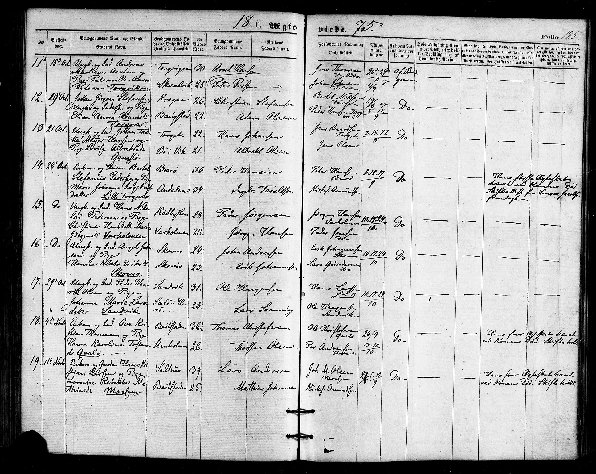 Ministerialprotokoller, klokkerbøker og fødselsregistre - Nordland, SAT/A-1459/813/L0199: Parish register (official) no. 813A09, 1875-1885, p. 185