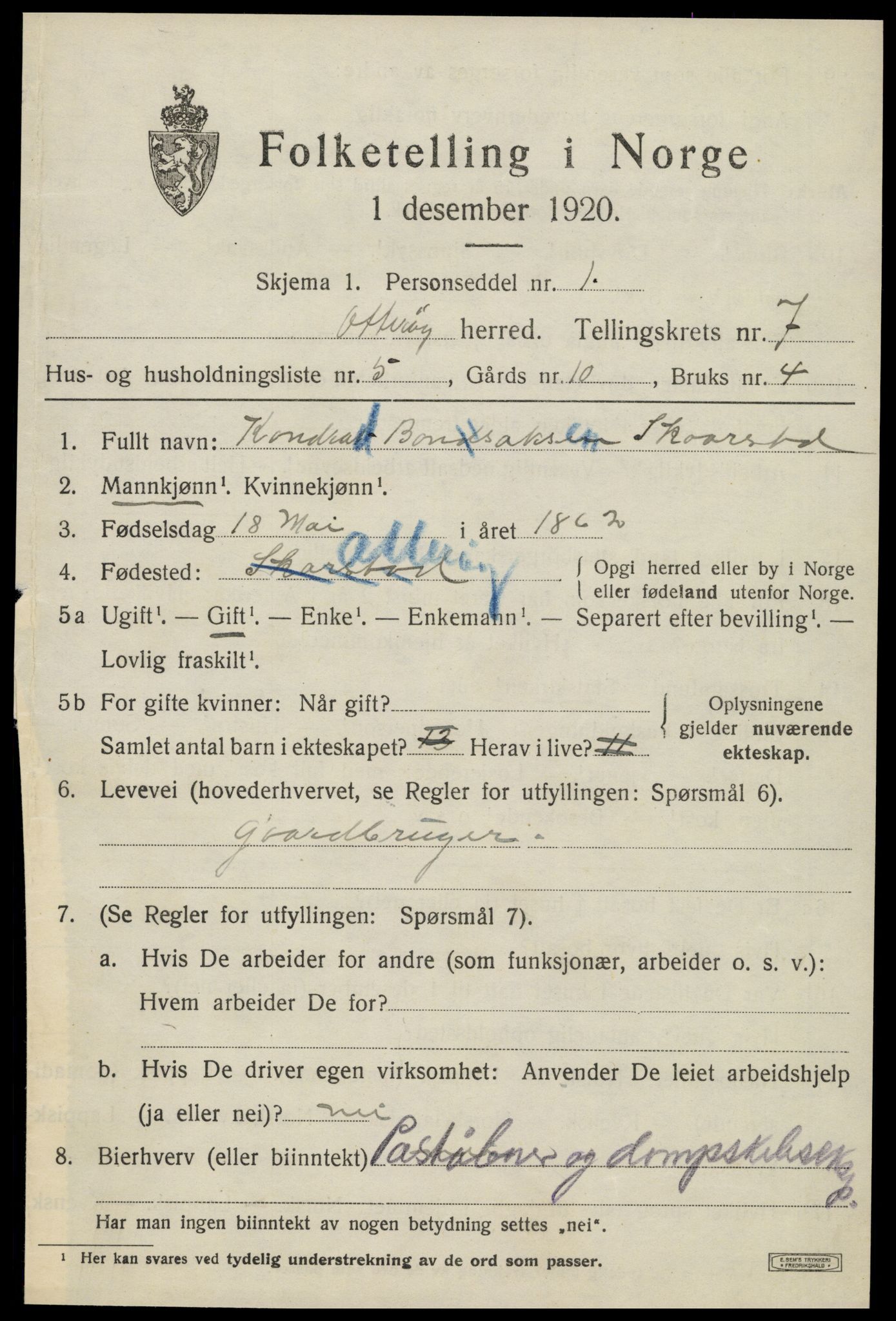 SAT, 1920 census for Otterøy, 1920, p. 2637