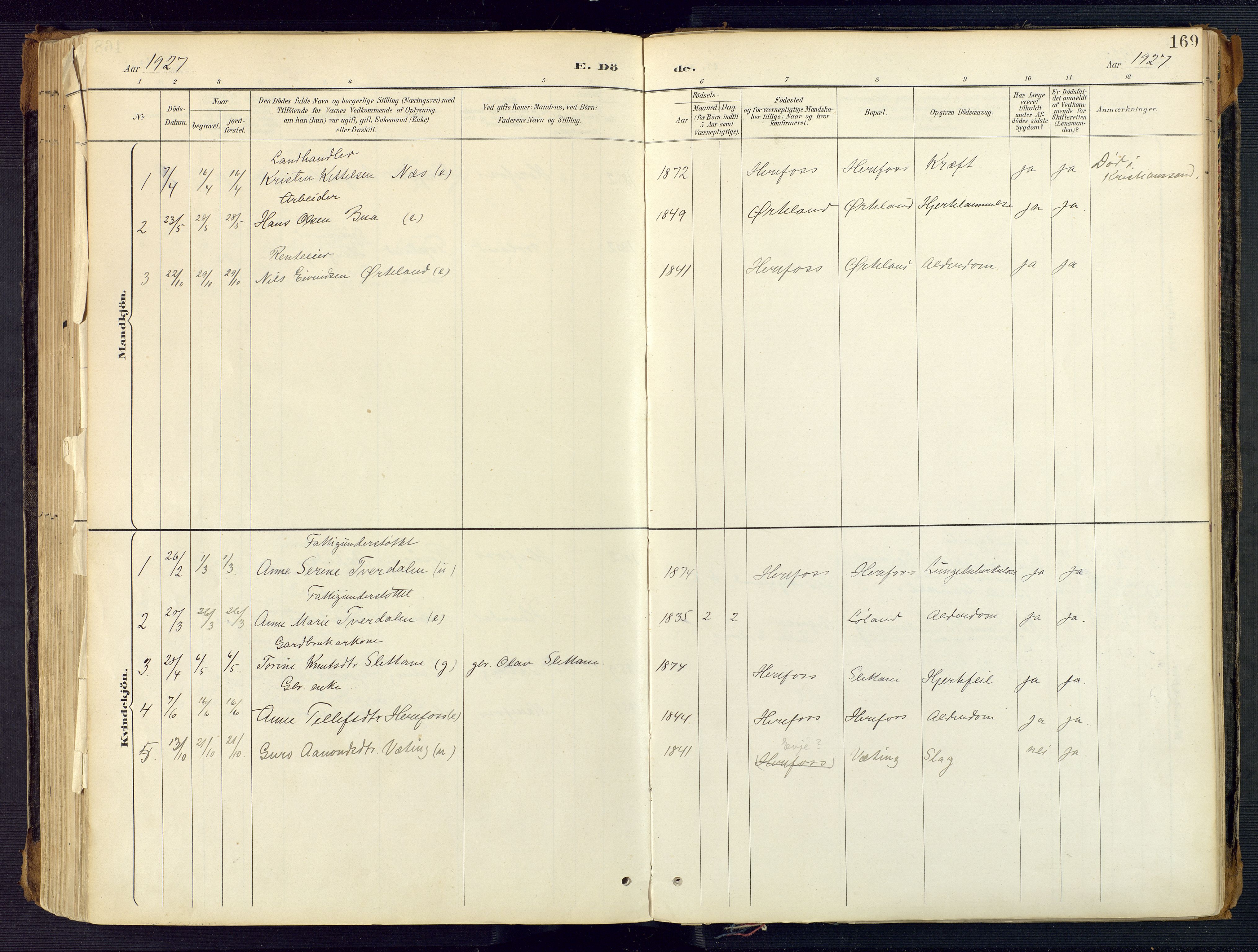 Herefoss sokneprestkontor, AV/SAK-1111-0019/F/Fa/Faa/L0003: Parish register (official) no. A 3, 1887-1930, p. 169