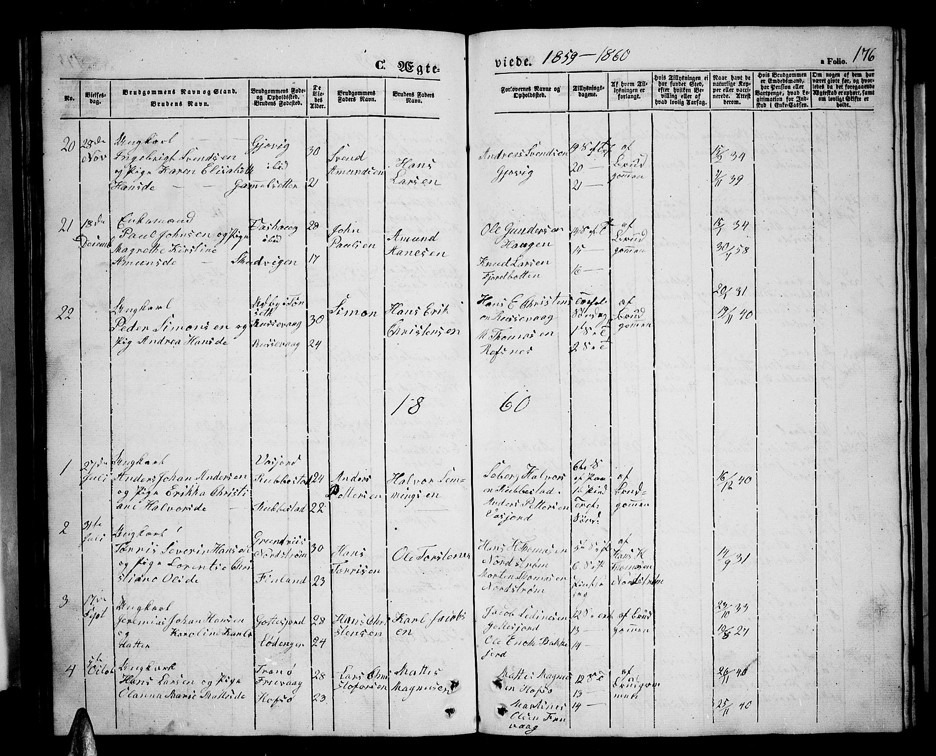 Tranøy sokneprestkontor, SATØ/S-1313/I/Ia/Iab/L0002klokker: Parish register (copy) no. 2, 1847-1860, p. 176