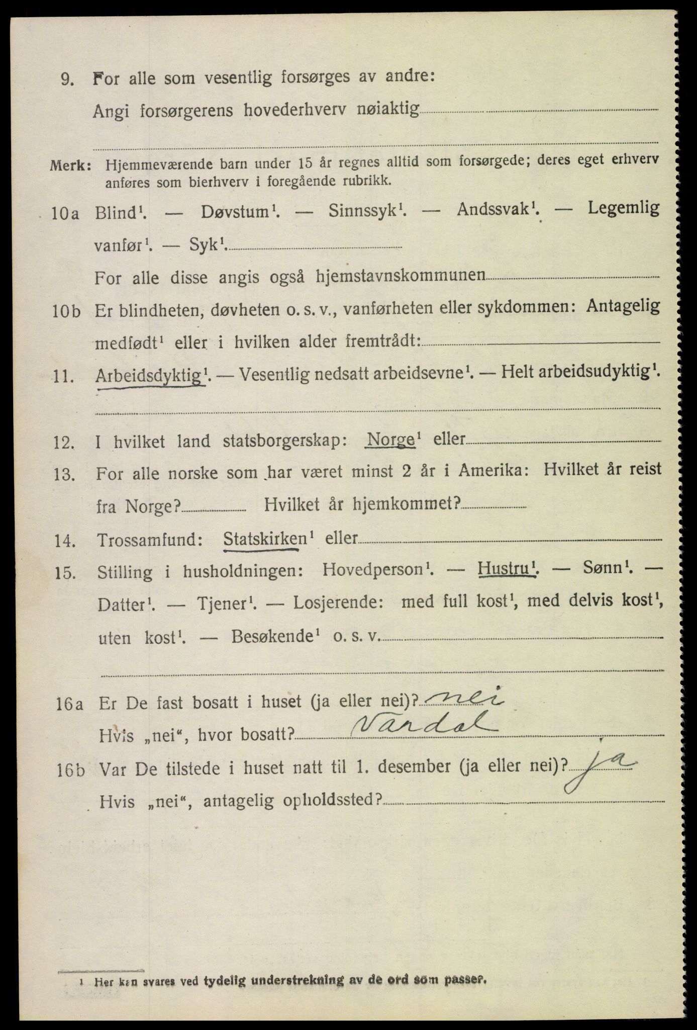 SAH, 1920 census for Vardal, 1920, p. 5922