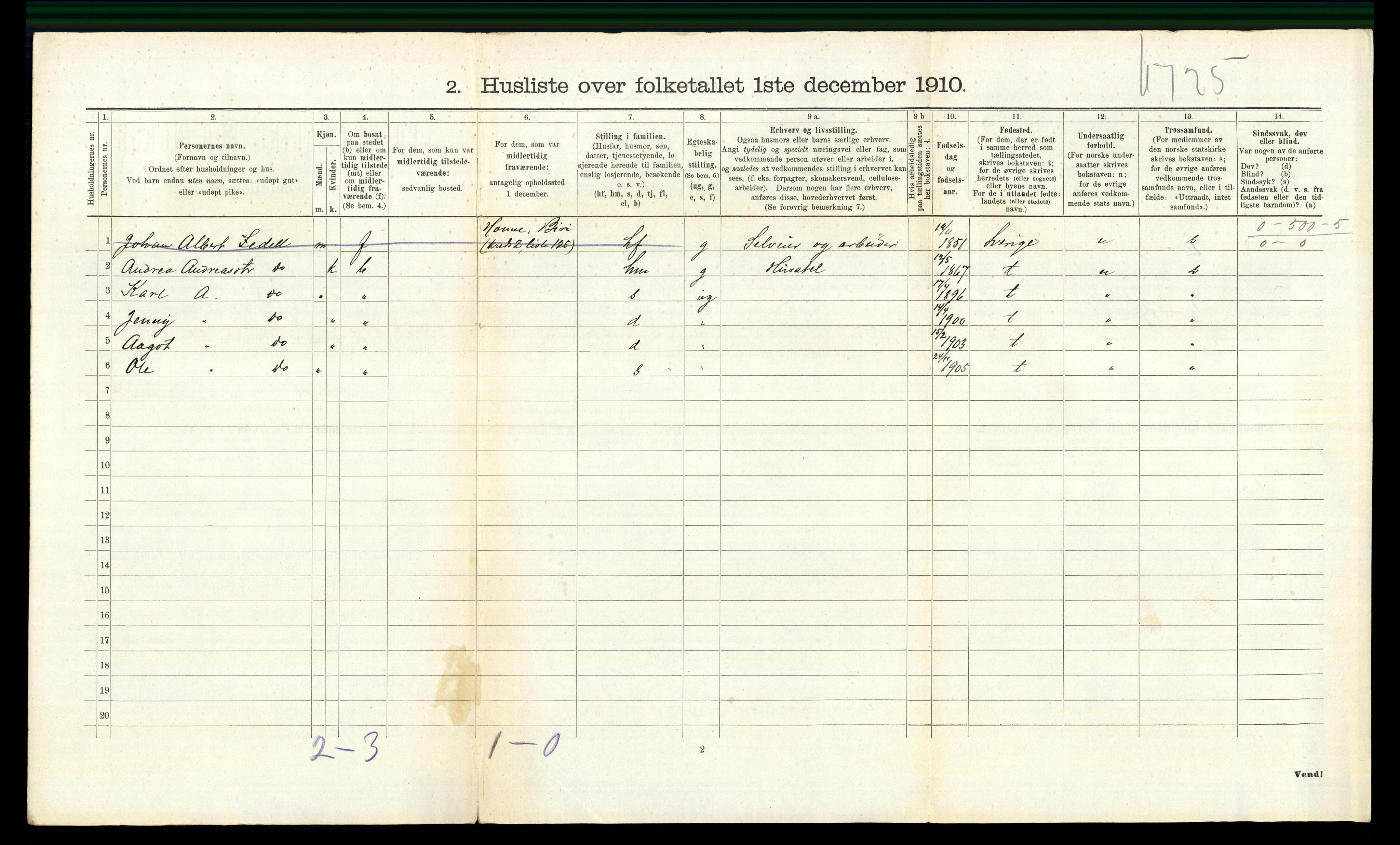 RA, 1910 census for Biri, 1910, p. 826