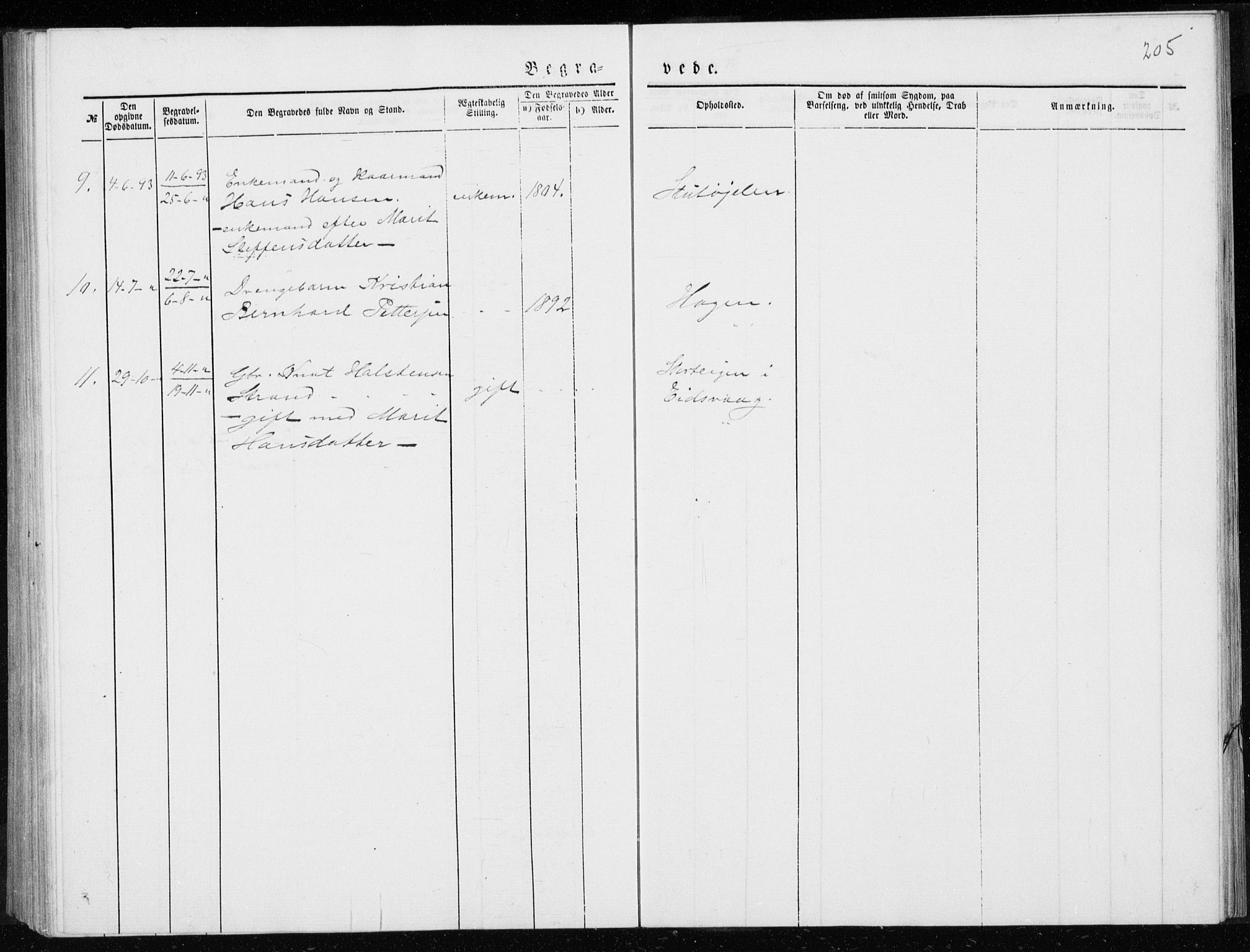 Ministerialprotokoller, klokkerbøker og fødselsregistre - Møre og Romsdal, SAT/A-1454/551/L0631: Parish register (copy) no. 551C03, 1886-1894, p. 205