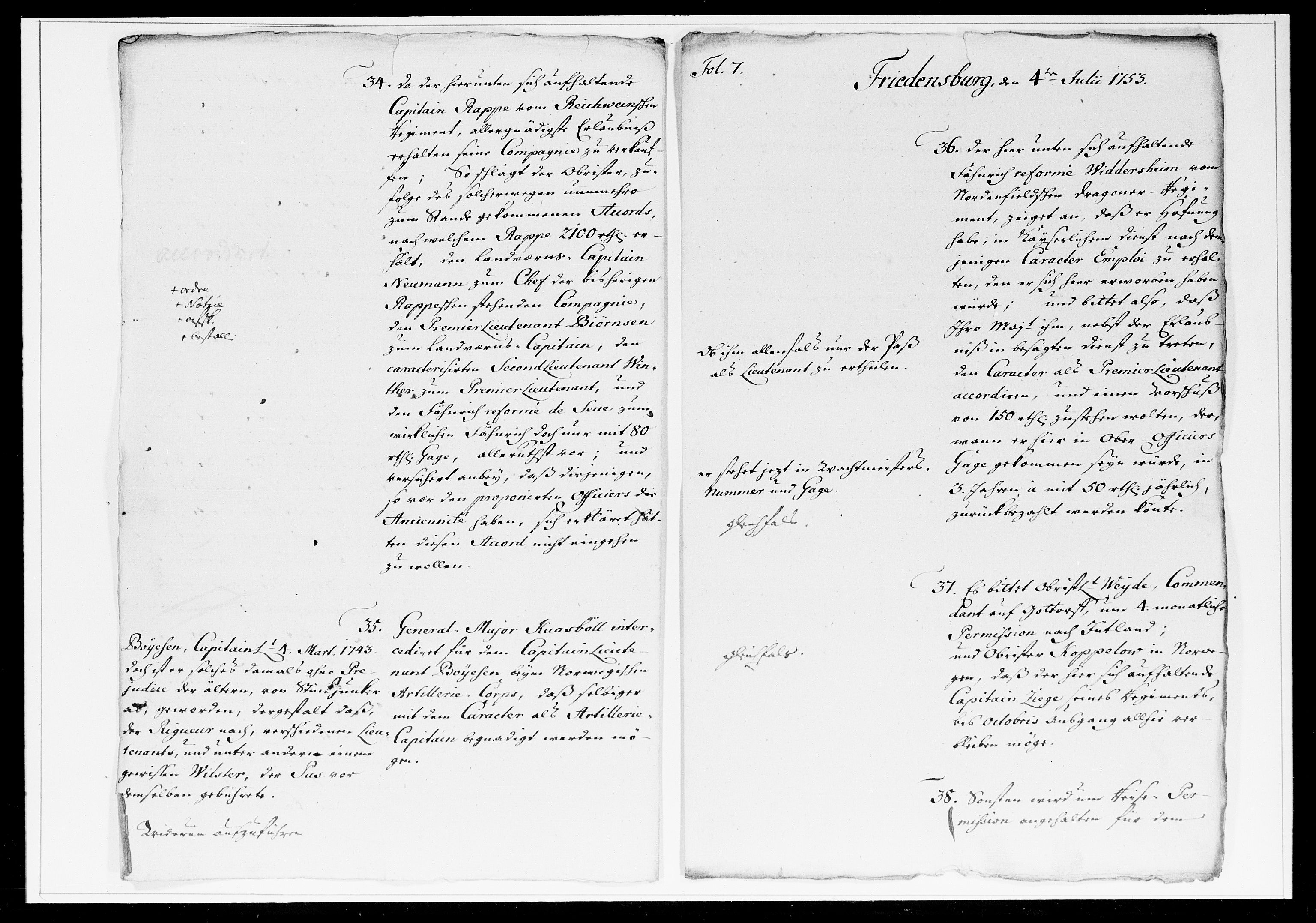 Krigskollegiet, Krigskancelliet, DRA/A-0006/-/1241-1247: Refererede sager, 1753, p. 213