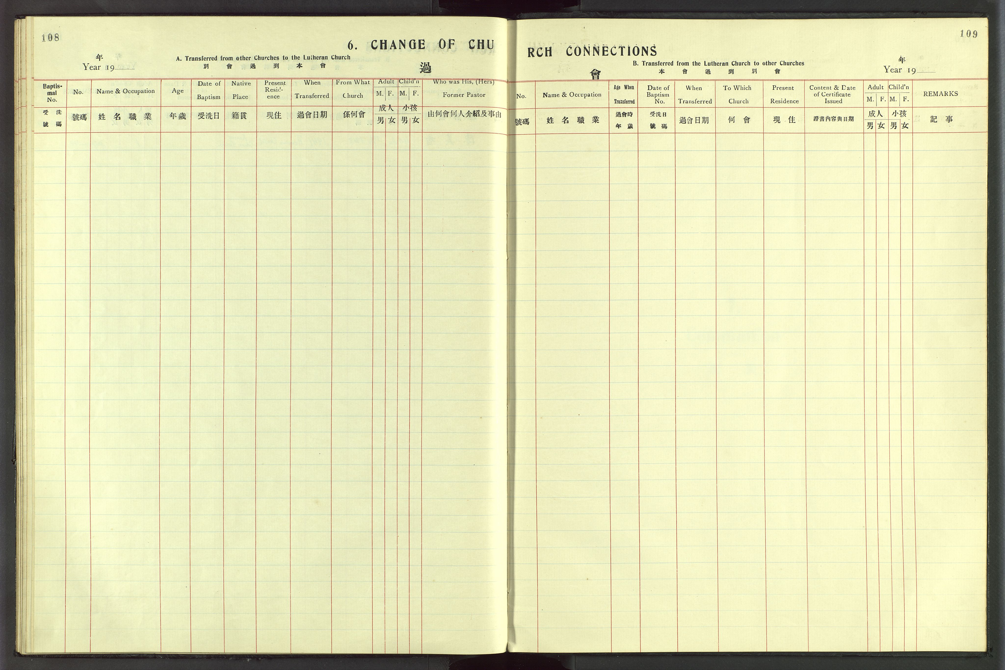 Det Norske Misjonsselskap - utland - Kina (Hunan), VID/MA-A-1065/Dm/L0054: Parish register (official) no. 92, 1909-1948, p. 108-109