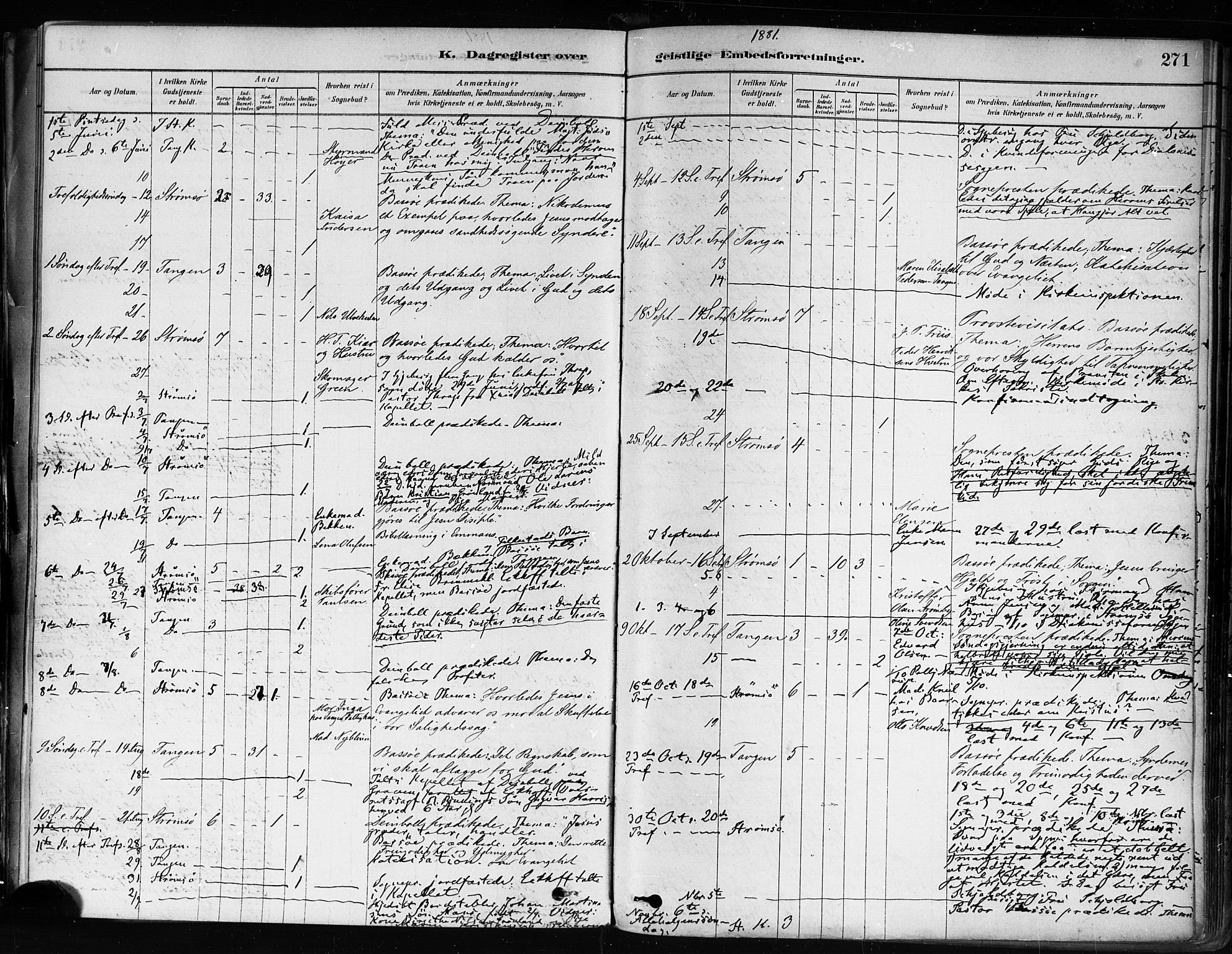 Strømsø kirkebøker, AV/SAKO-A-246/F/Fa/L0022: Parish register (official) no. I 22, 1879-1899, p. 271