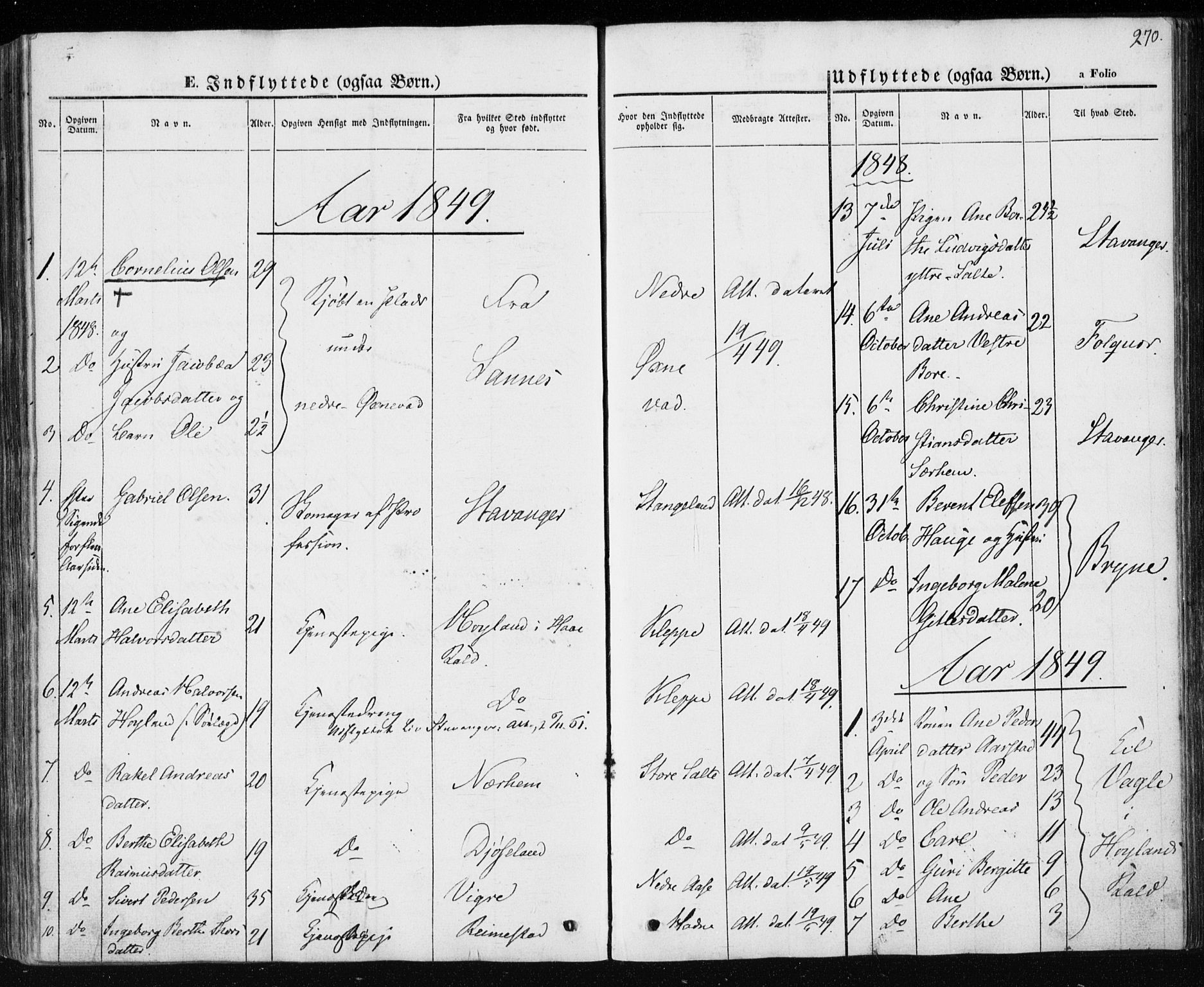 Klepp sokneprestkontor, SAST/A-101803/001/3/30BA/L0004: Parish register (official) no. A 4, 1842-1852, p. 270