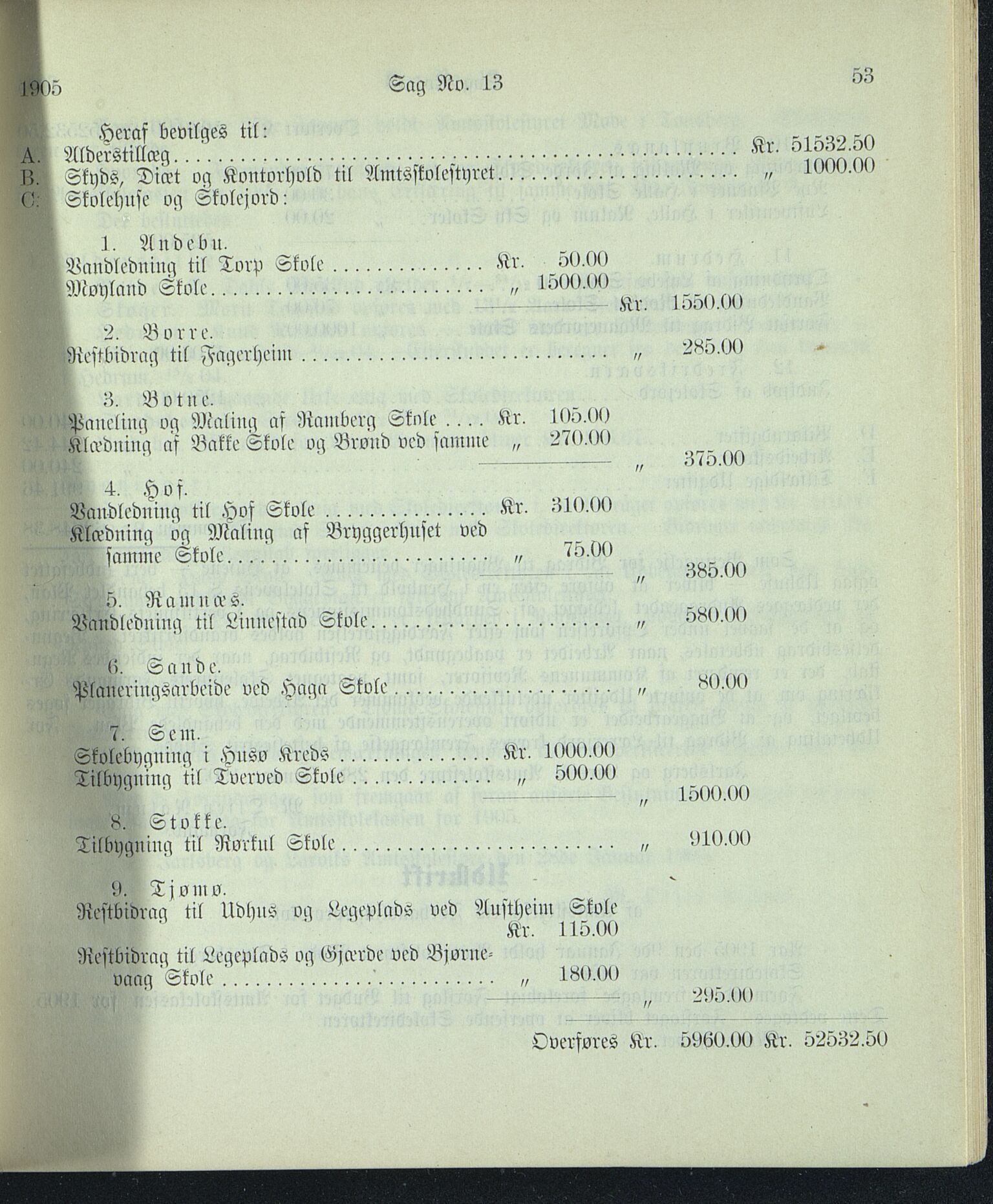 Vestfold fylkeskommune. Fylkestinget, VEMU/A-1315/A/Ab/Abb/L0052: Fylkestingsforhandlinger, 1905, p. 53