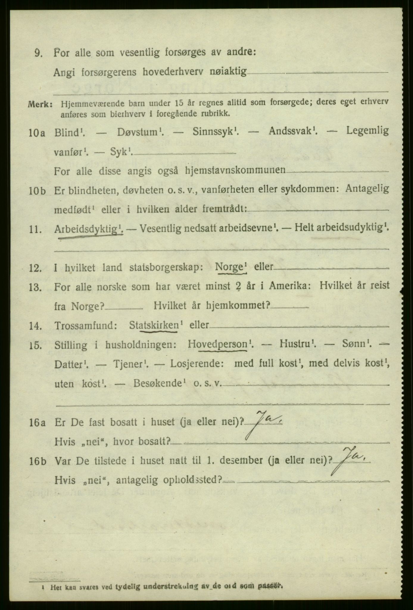 SAB, 1920 census for Evanger, 1920, p. 1036