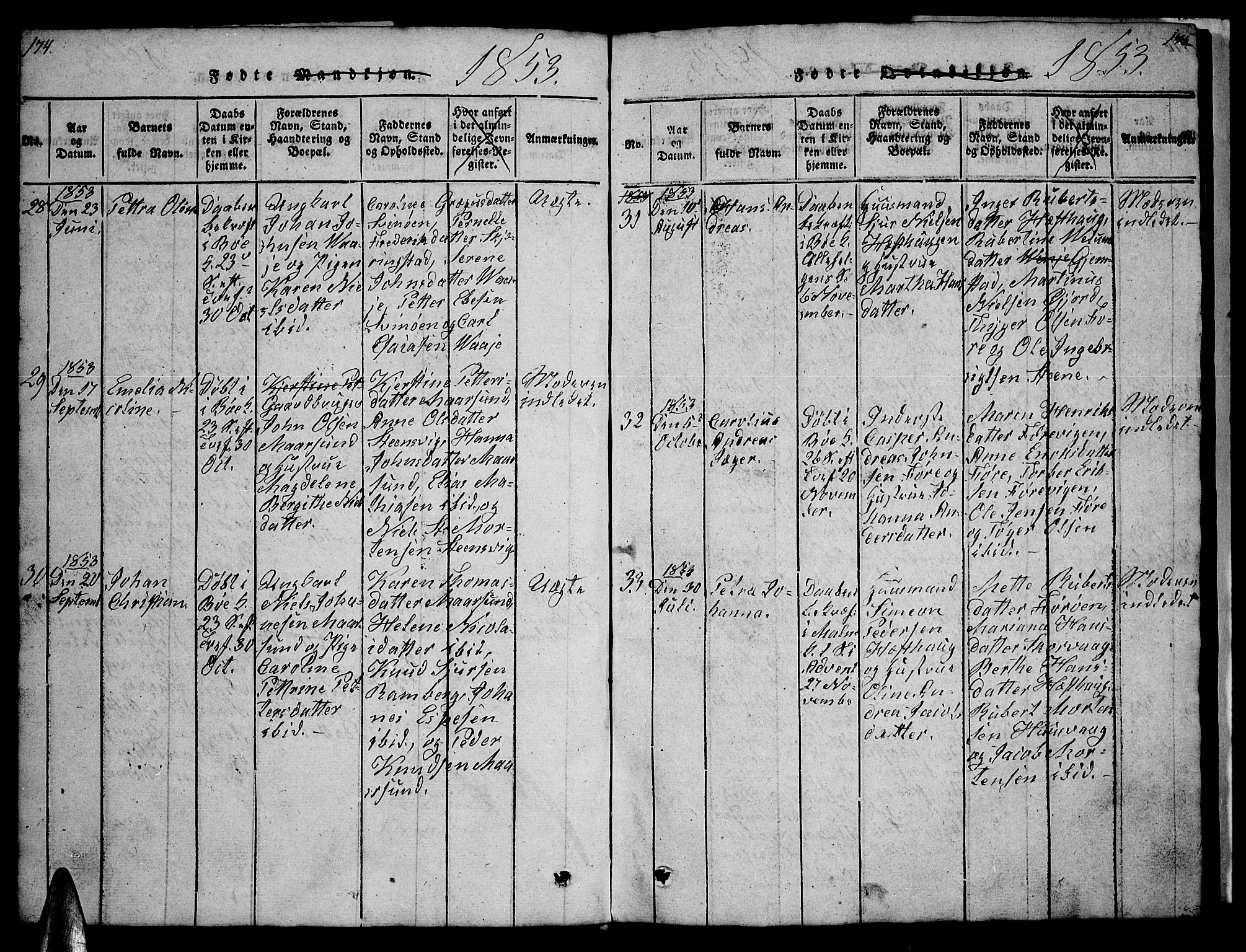 Ministerialprotokoller, klokkerbøker og fødselsregistre - Nordland, AV/SAT-A-1459/891/L1312: Parish register (copy) no. 891C01, 1820-1856, p. 174-175